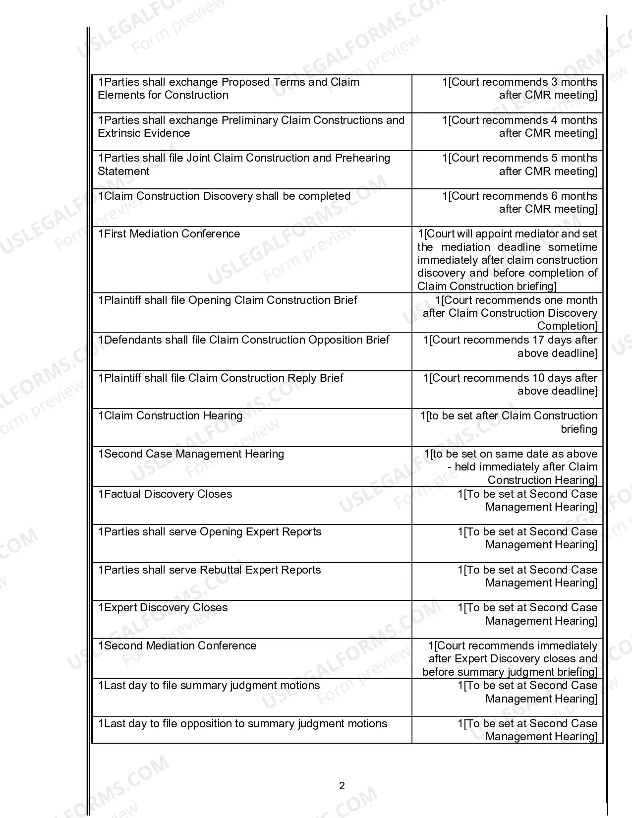 Preview Case Management Report For Patent Cases (Judge Covington-Tampa)