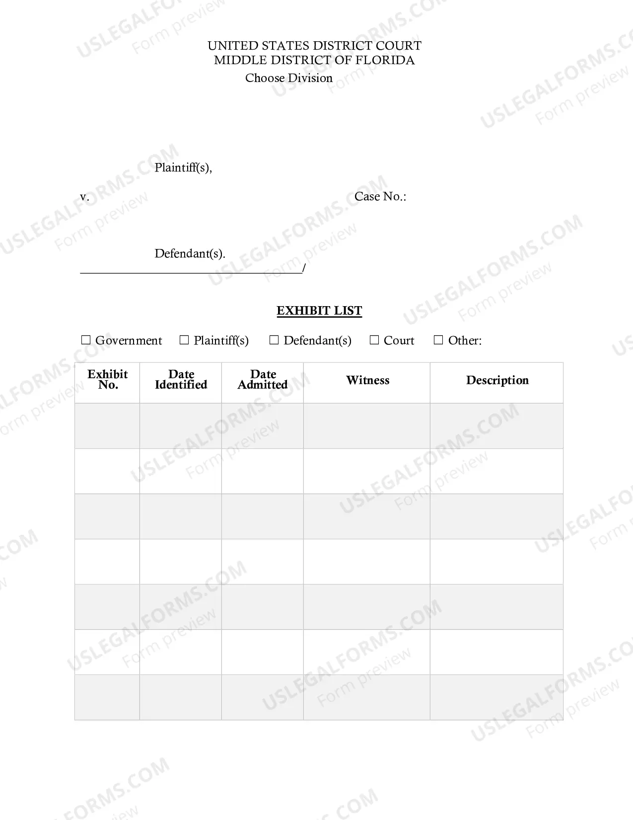 Preview Exhibit List (Judge Whittemore-Tampa)