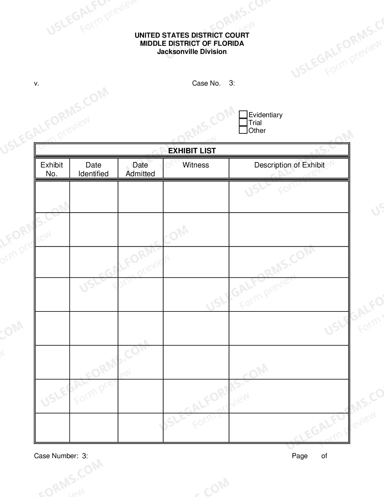 Preview Exhibit List And Tags - Jacksonville Division
