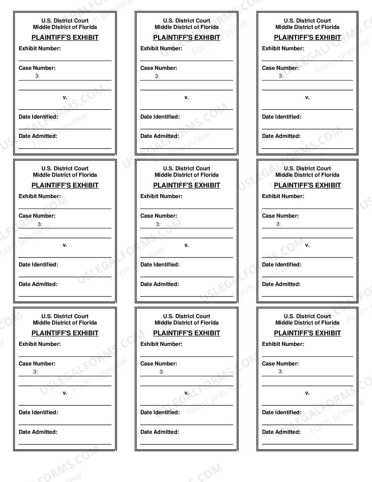 Preview Exhibit List And Tags - Jacksonville Division