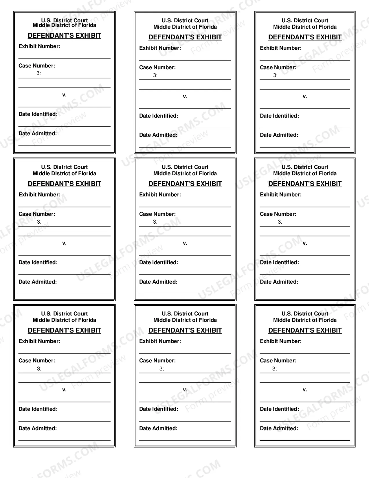 Preview Exhibit List And Tags - Jacksonville Division