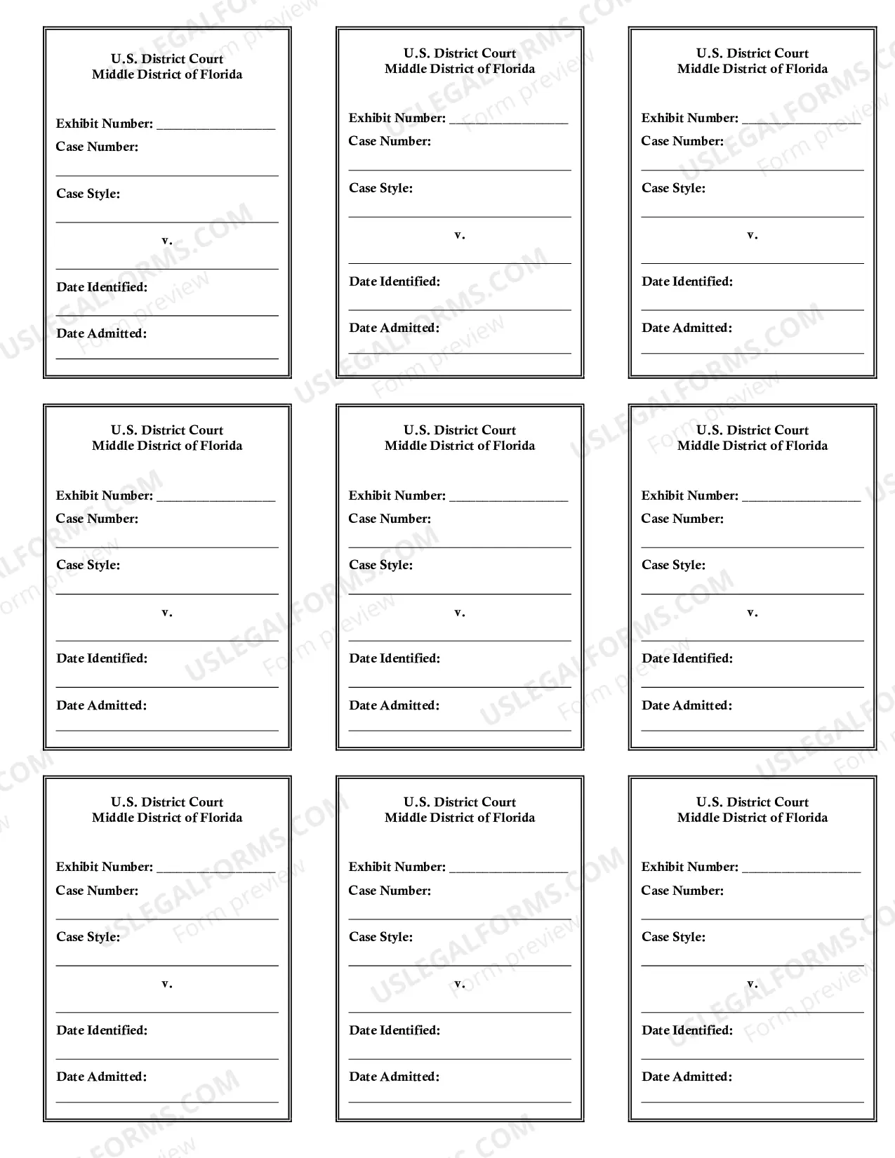 Preview Exhibit List And Tags - Tampa Division