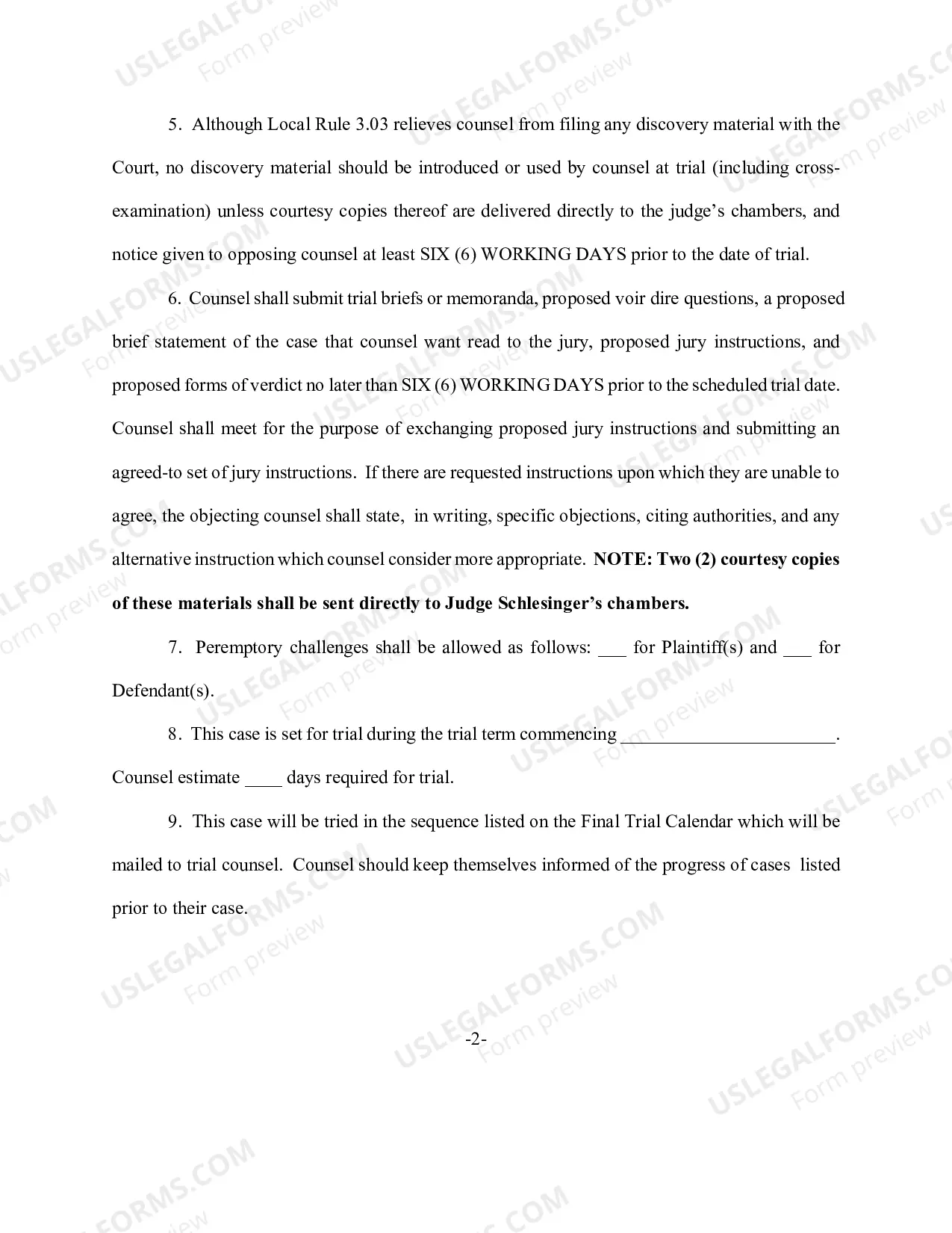 Preview Pretrial Order (Jury - Judge Schlesinger)