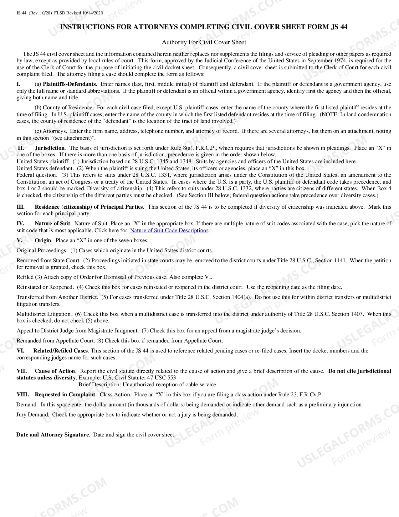 Preview Civil Cover Sheet (FLSD)