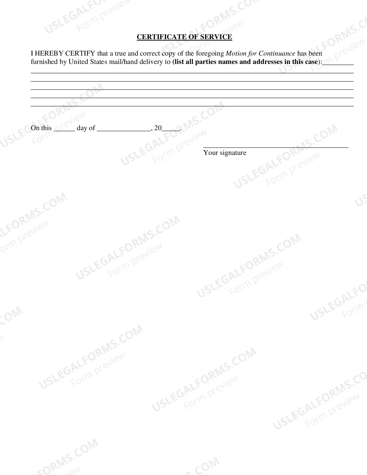 Preview Motion For Continuance (Circuit Court)