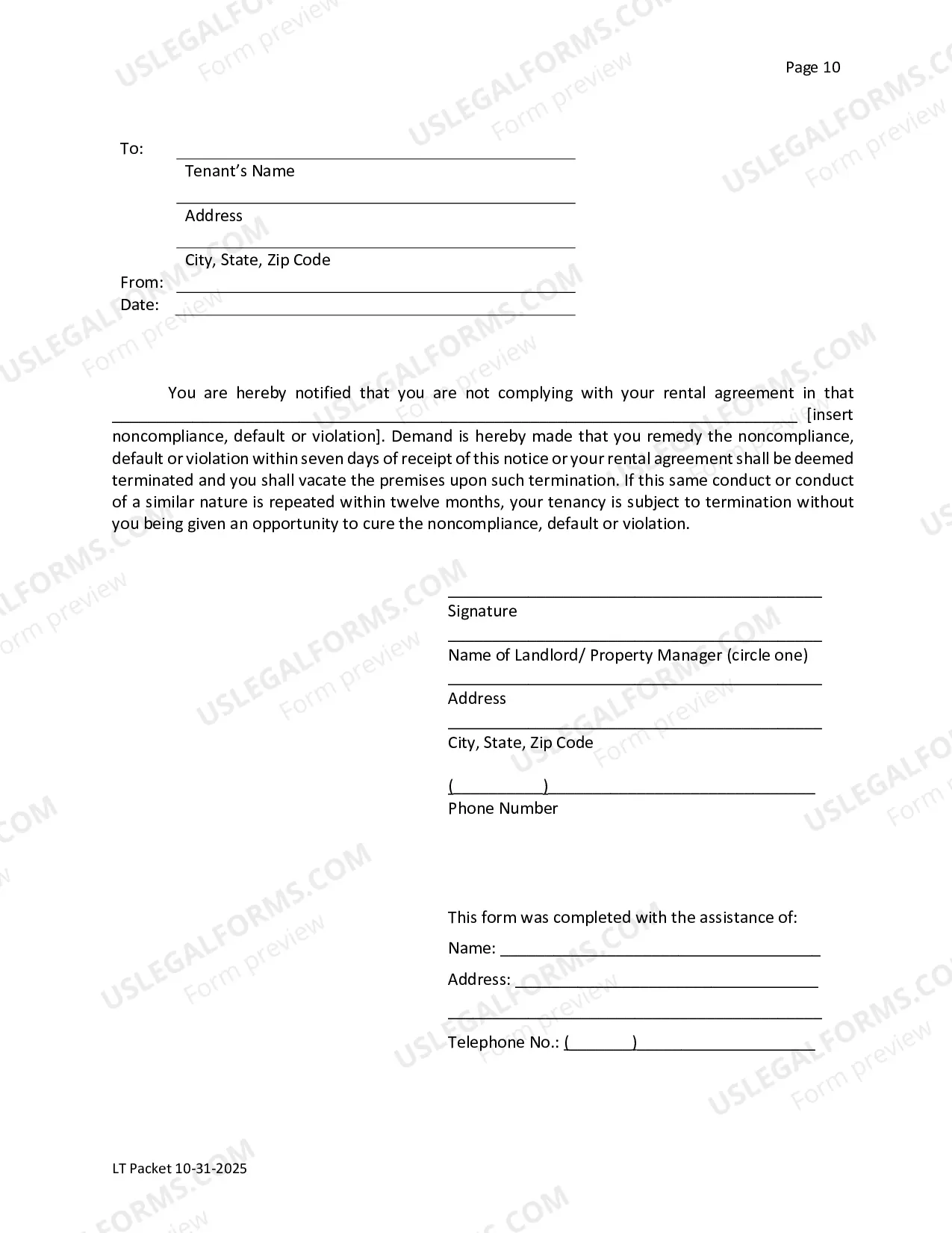 Preview Landlord Tenant Package