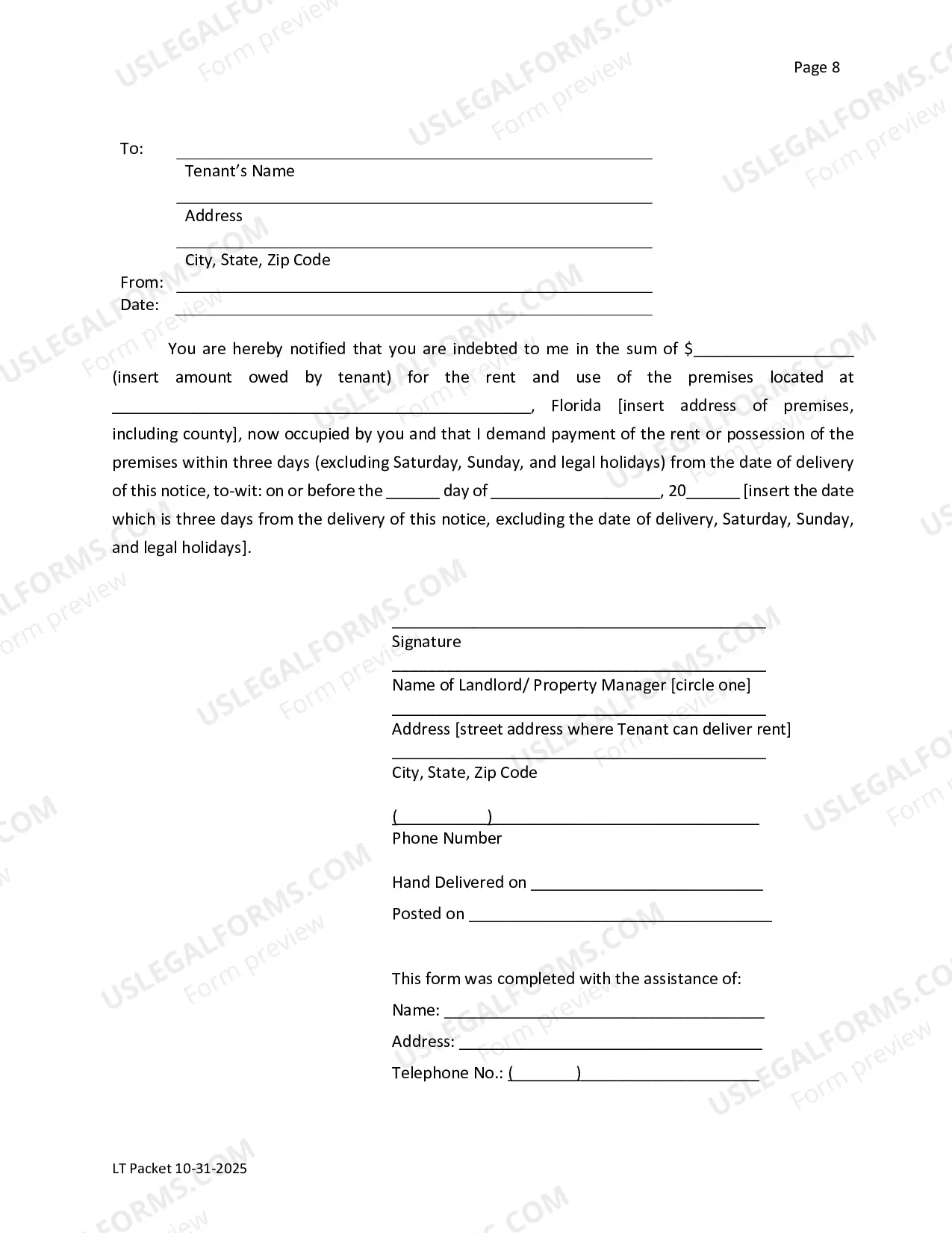 Preview Landlord Tenant Package