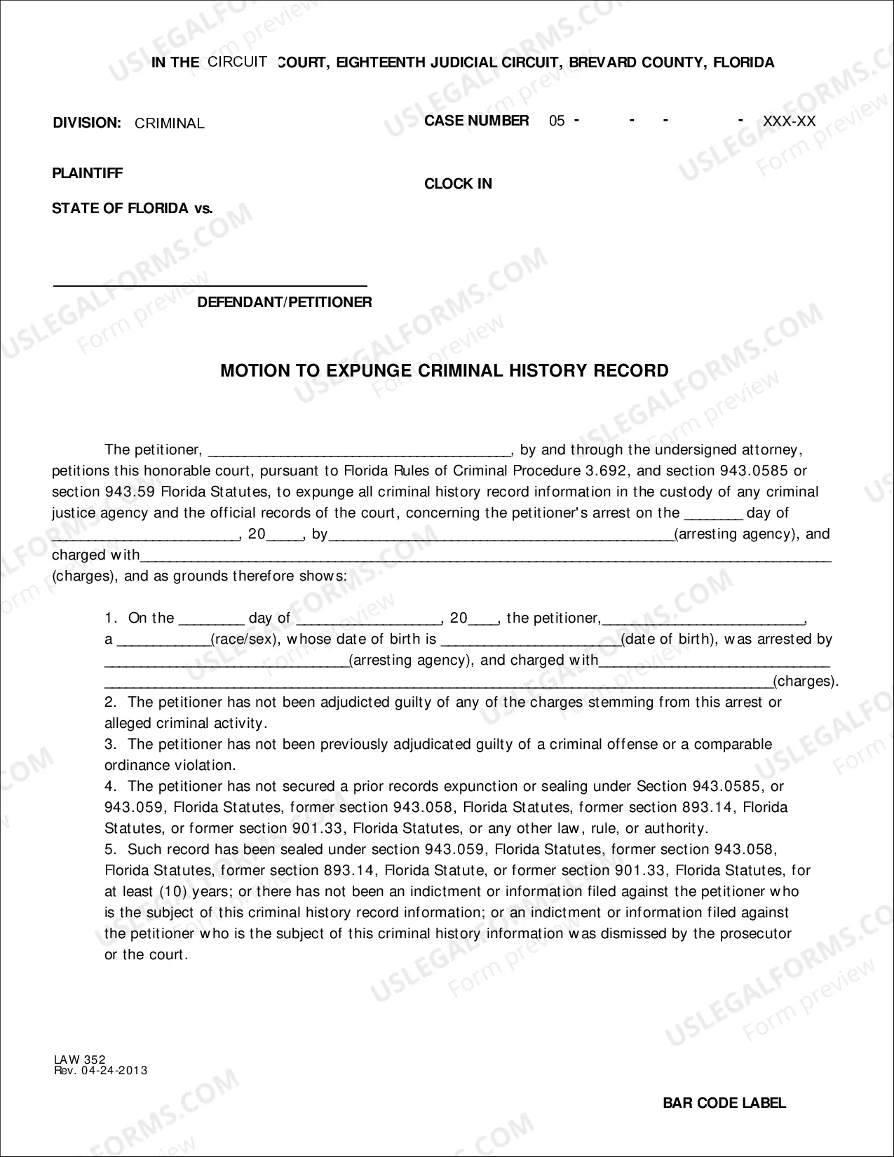 Preview Expungement Packet