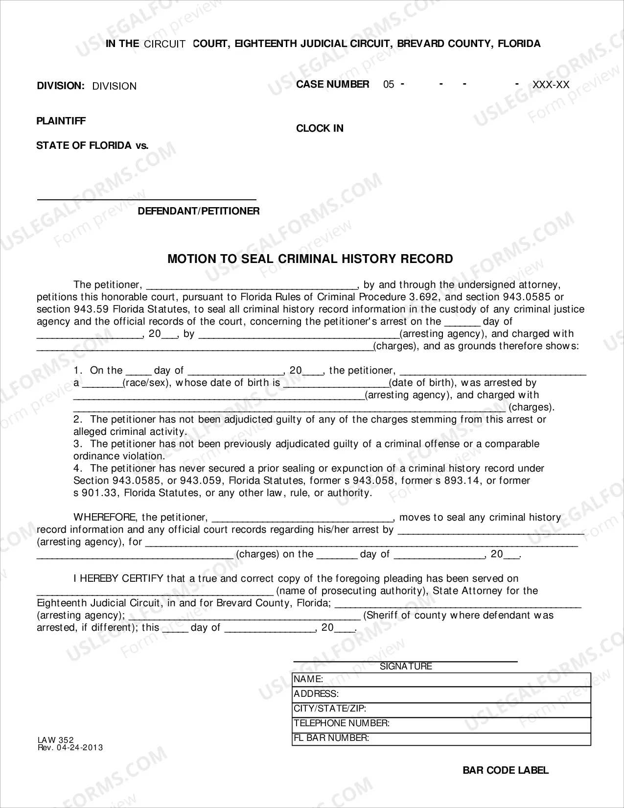 Preview Sealing Record Packet