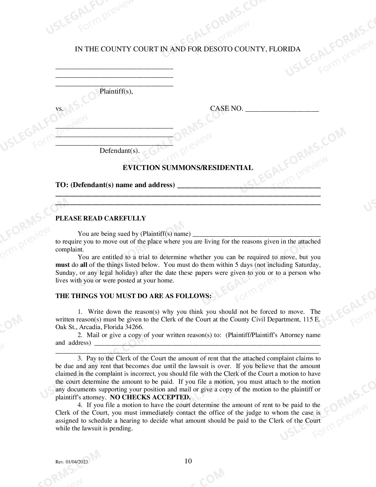 Preview Tenant Eviction Packet for Other Than Non-Payment of Rent filed by owner