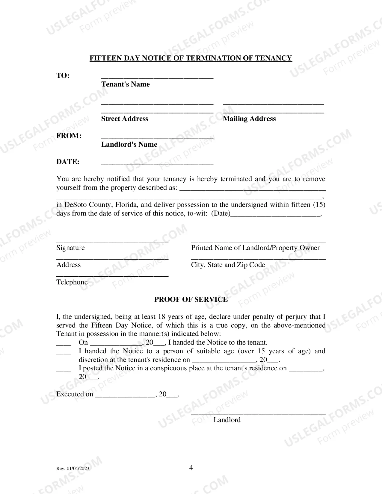 Preview Tenant Eviction Packet for Other Than Non-Payment of Rent filed by owner