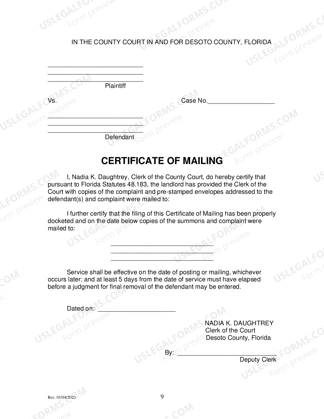Preview Tenant Eviction Packet for Other Than Non-Payment of Rent filed by owner