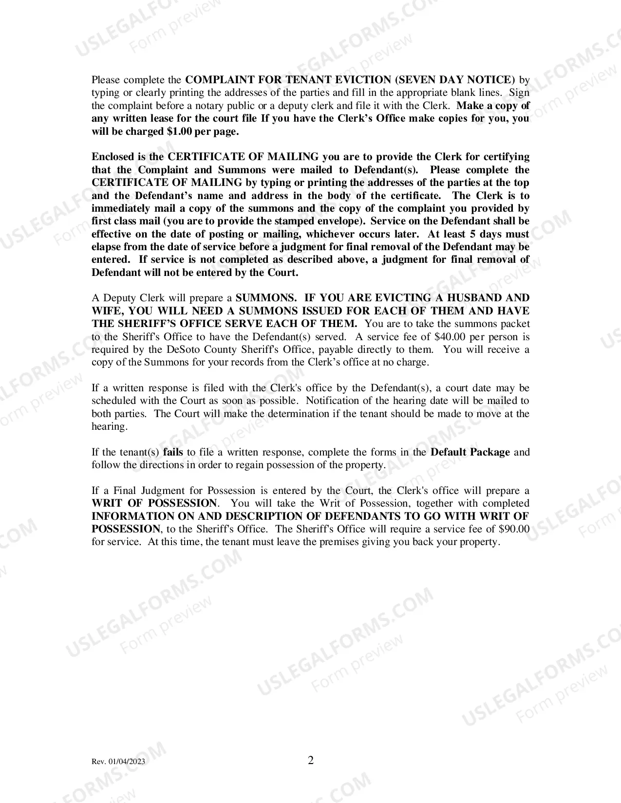 Preview Tenant Eviction Packet (Seven Day Notice with Cure)