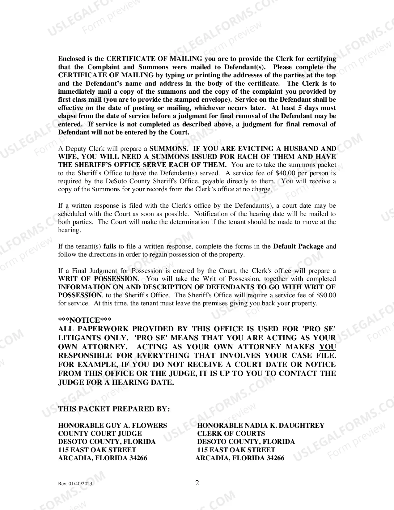 Preview Tenant Eviction Packet (Seven Day Notice without Cure)