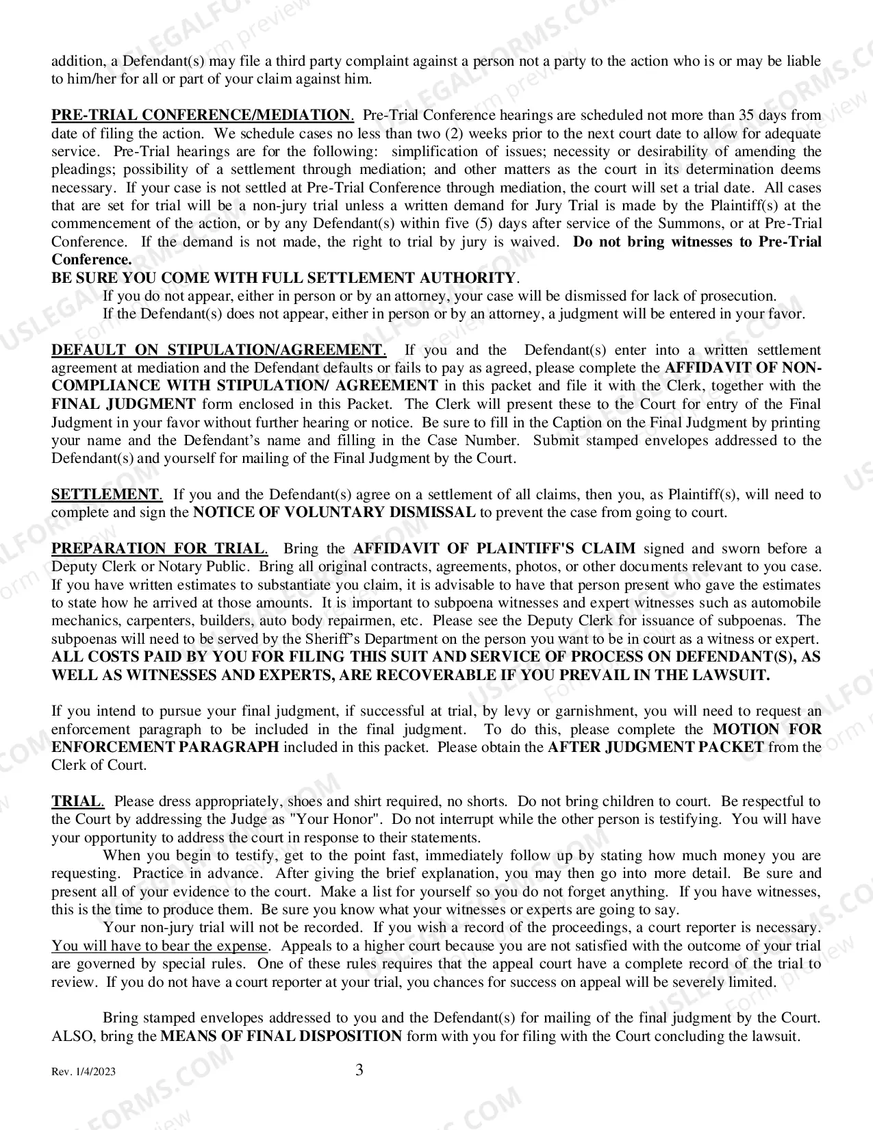 Preview Small Claims Court Packet