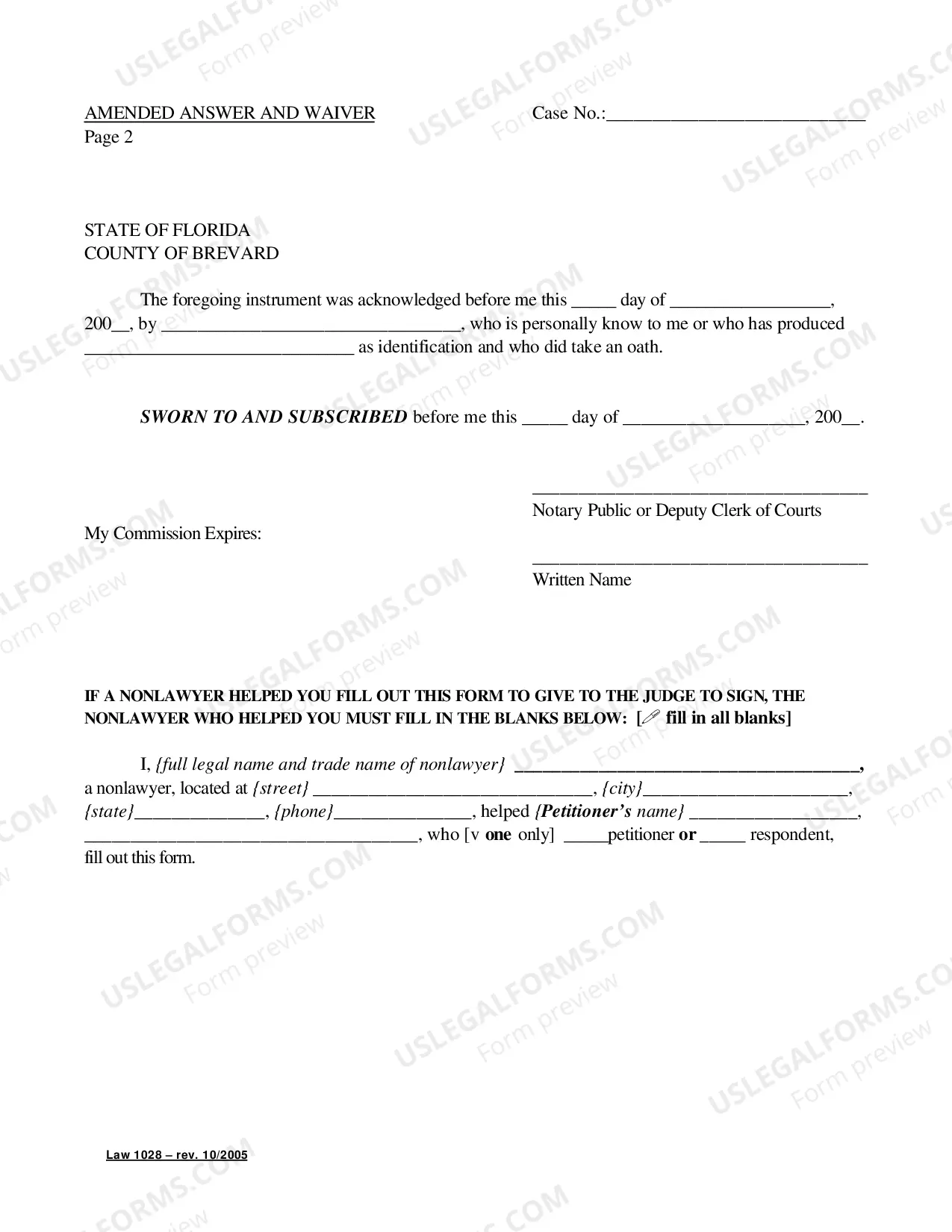 Preview Amended Answer And Waiver