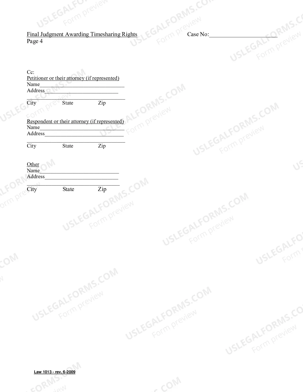Preview Final Judgment Awarding Timesharing Rights
