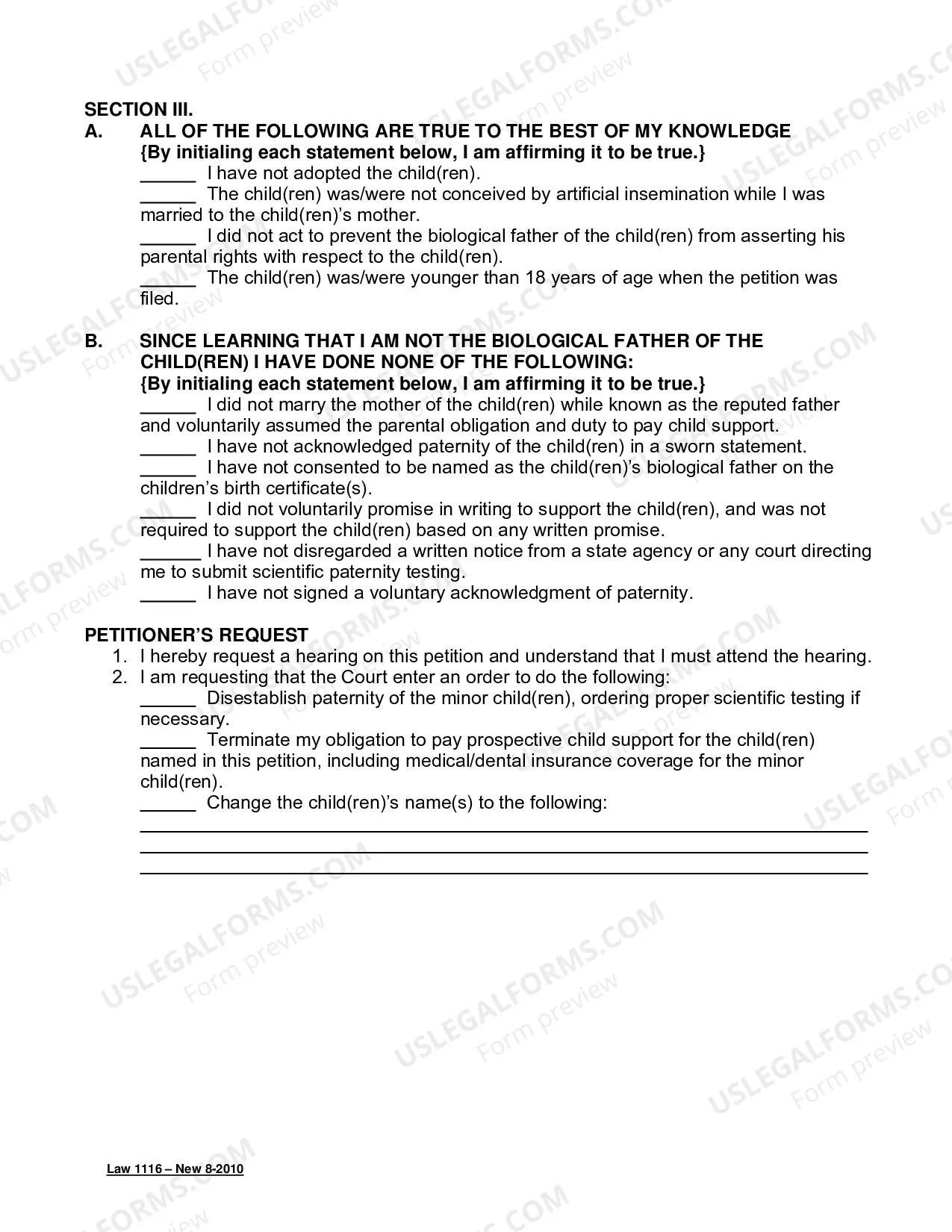 Preview Final Judgment On Petition To Disestablish Paternity And-Or Child Support Obligation