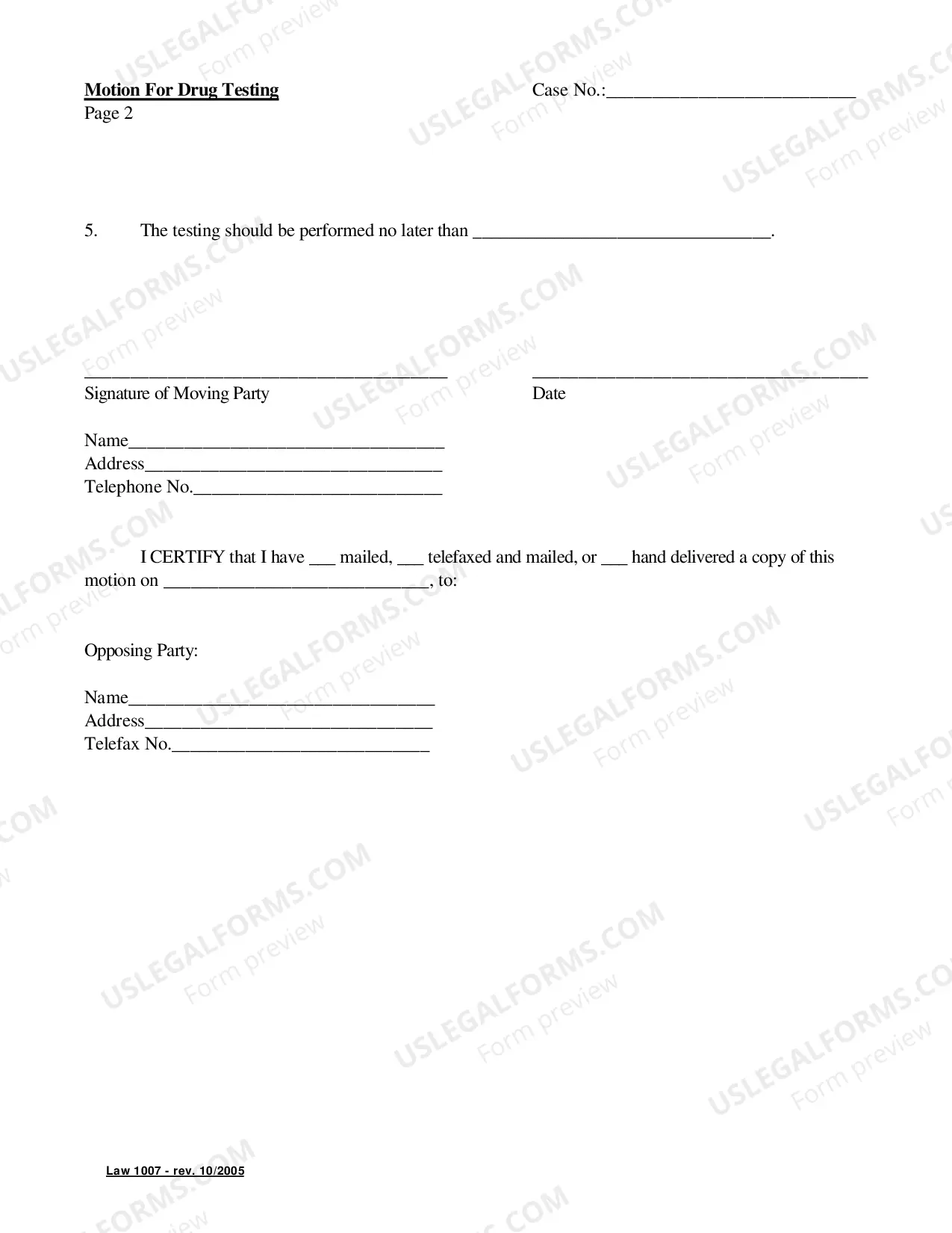 Preview Motion For Drug Testing