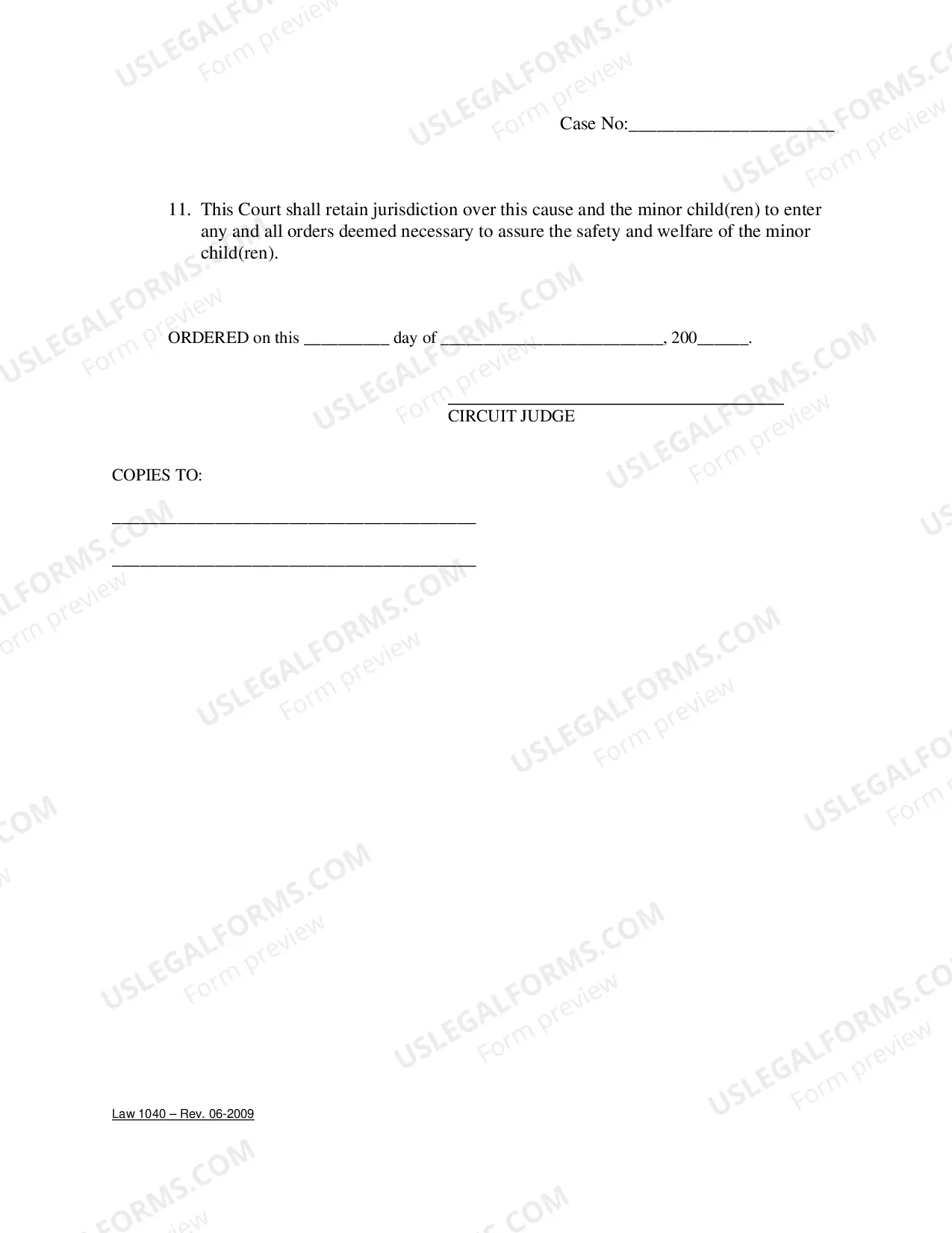 Preview Order Upon Petition For Temporary-Emergency Parental Responsibility of Minor Children By Extended Family