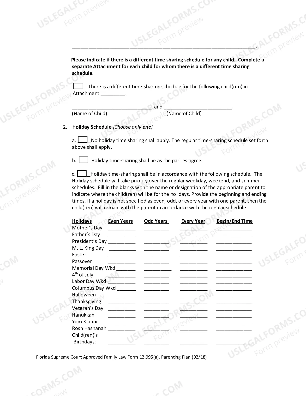Preview Parenting Plan