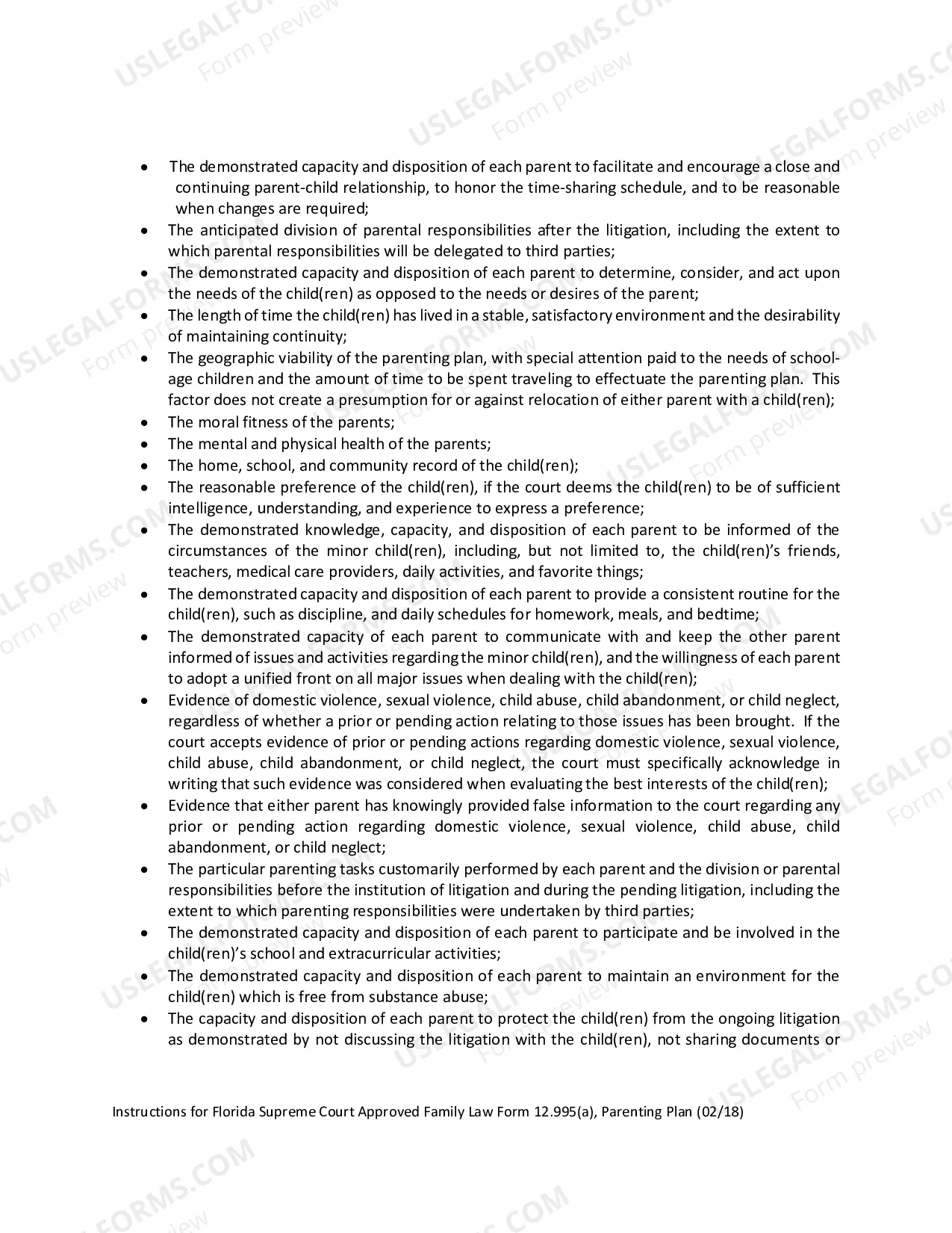 Preview Parenting Plan