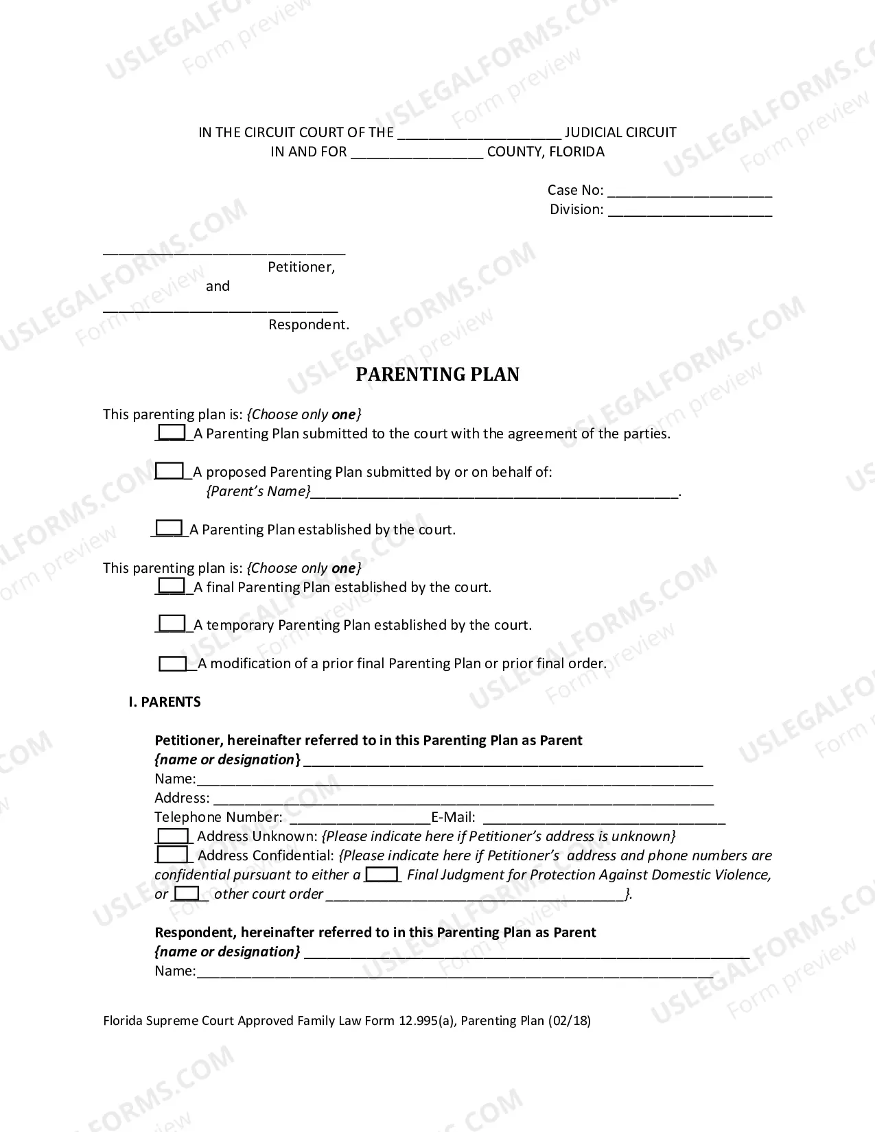 Preview Parenting Plan