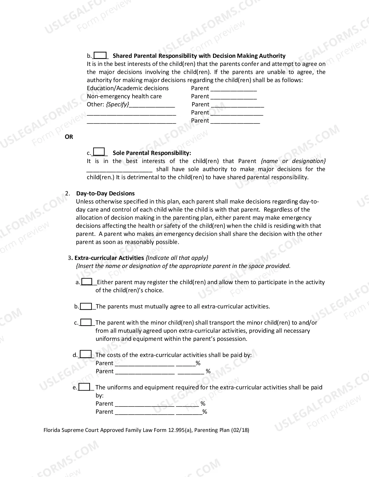 Preview Parenting Plan