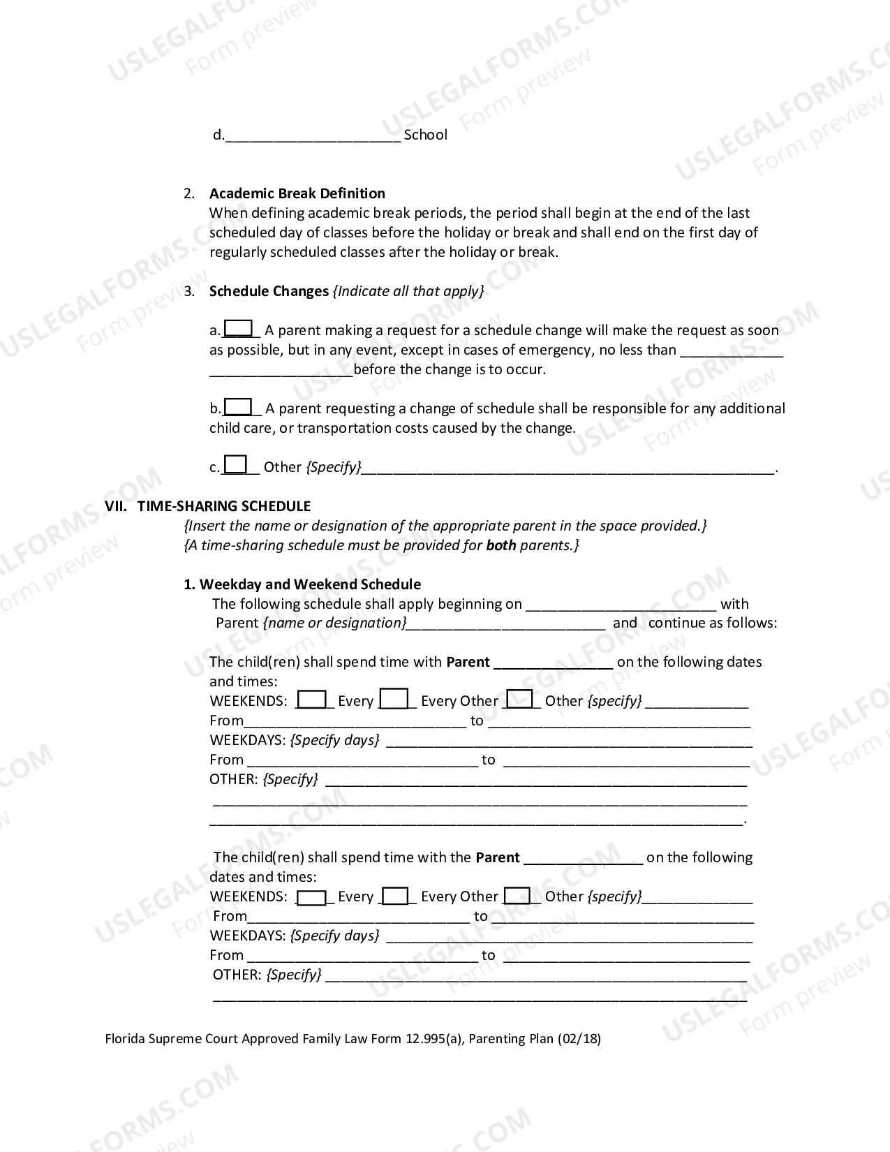 Preview Parenting Plan