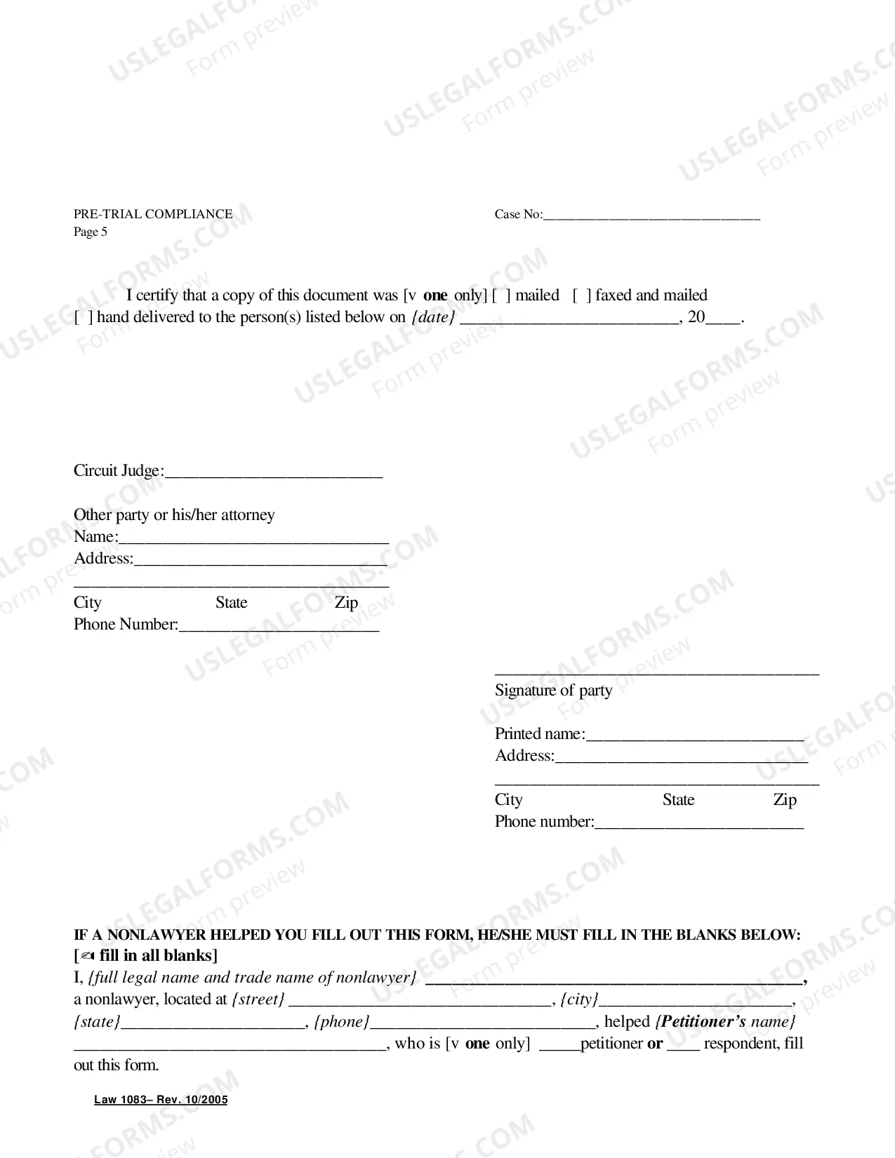 Preview Pre-Trial Compliance