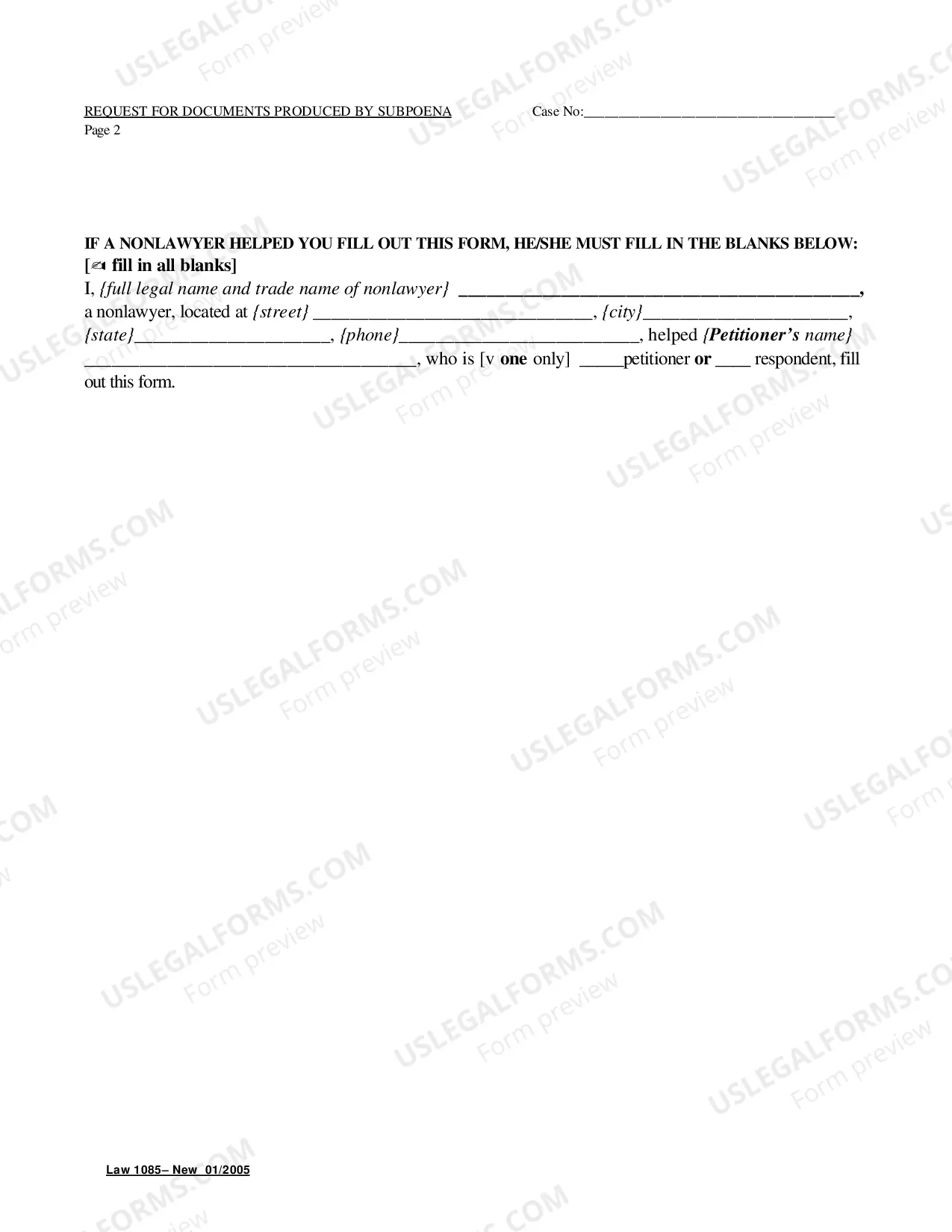 Preview Request For Documents Produced By Supoena