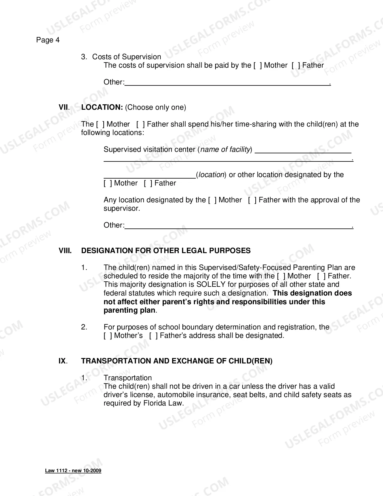Preview Supervised-Safety-Focused Parenting Plan