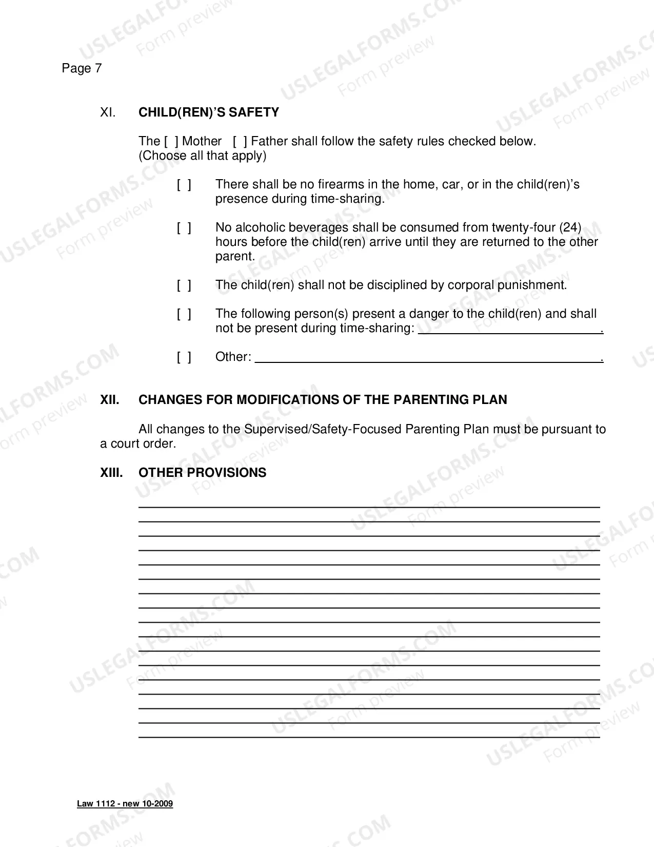 Preview Supervised-Safety-Focused Parenting Plan