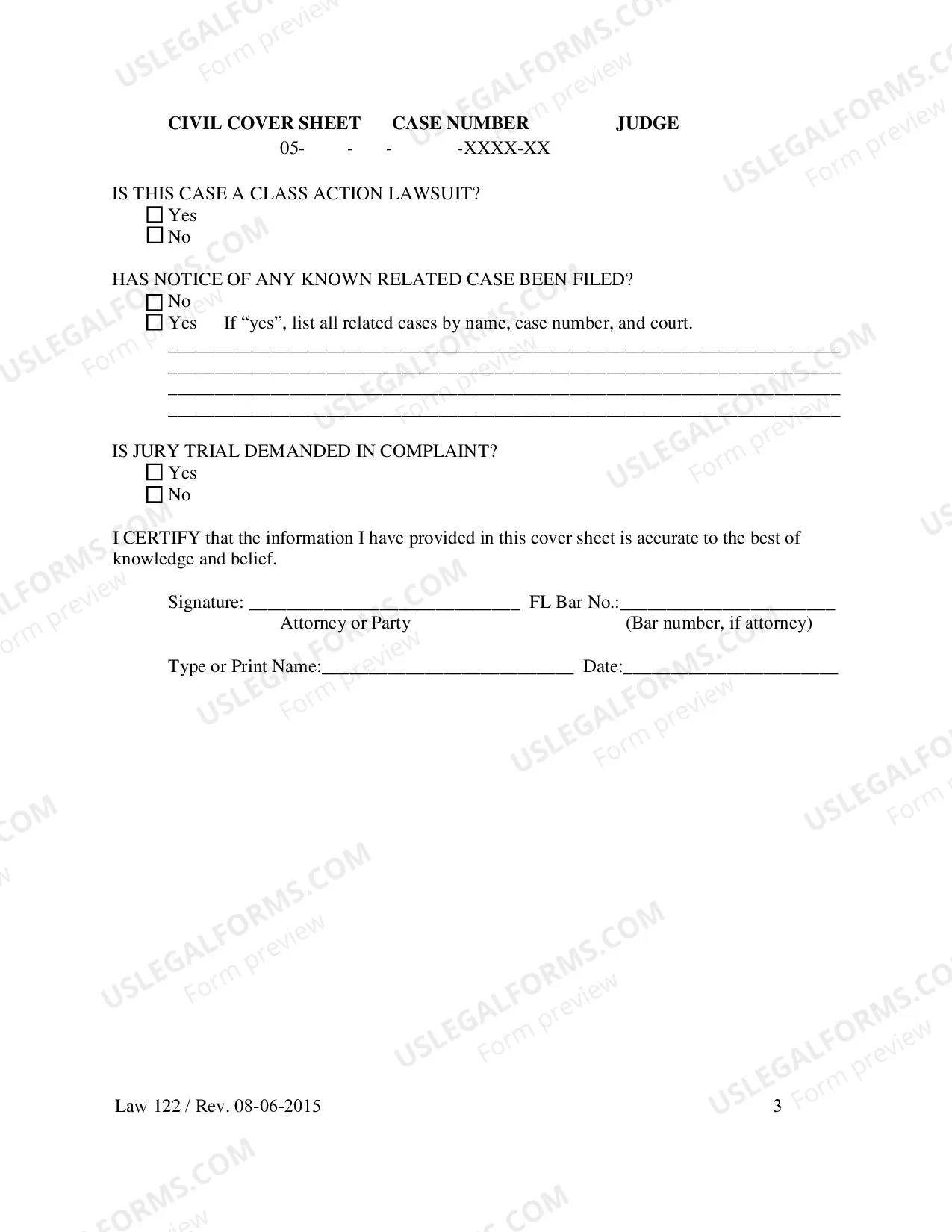 Preview Civil Cover Sheet