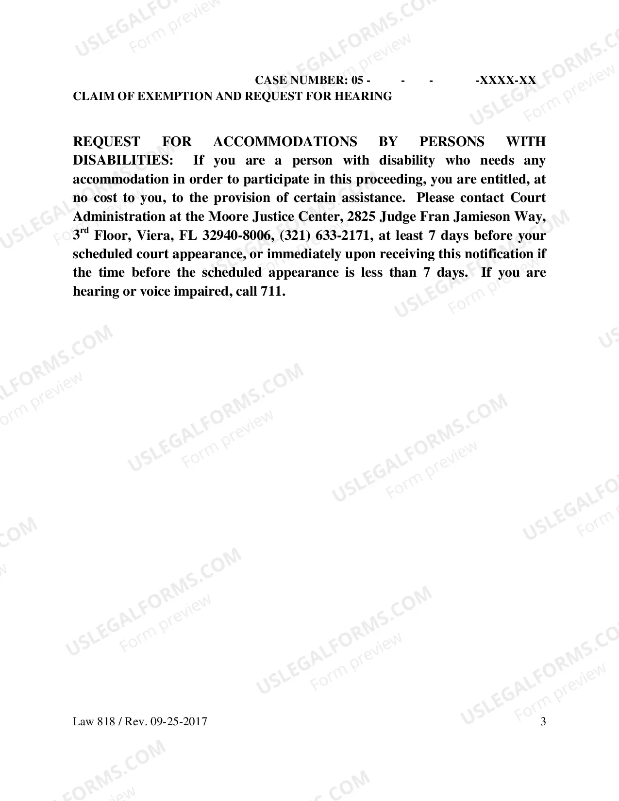 Preview Claim of Exemption And Request For Hearing
