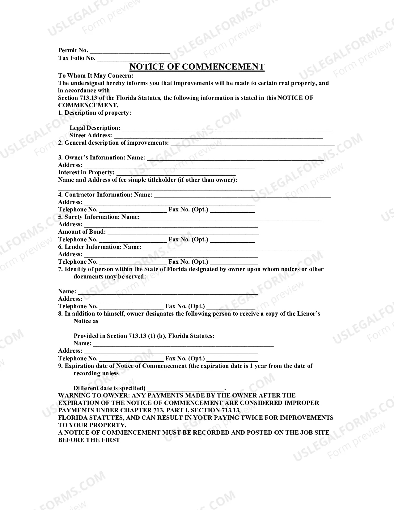 Preview Notice of Commencement