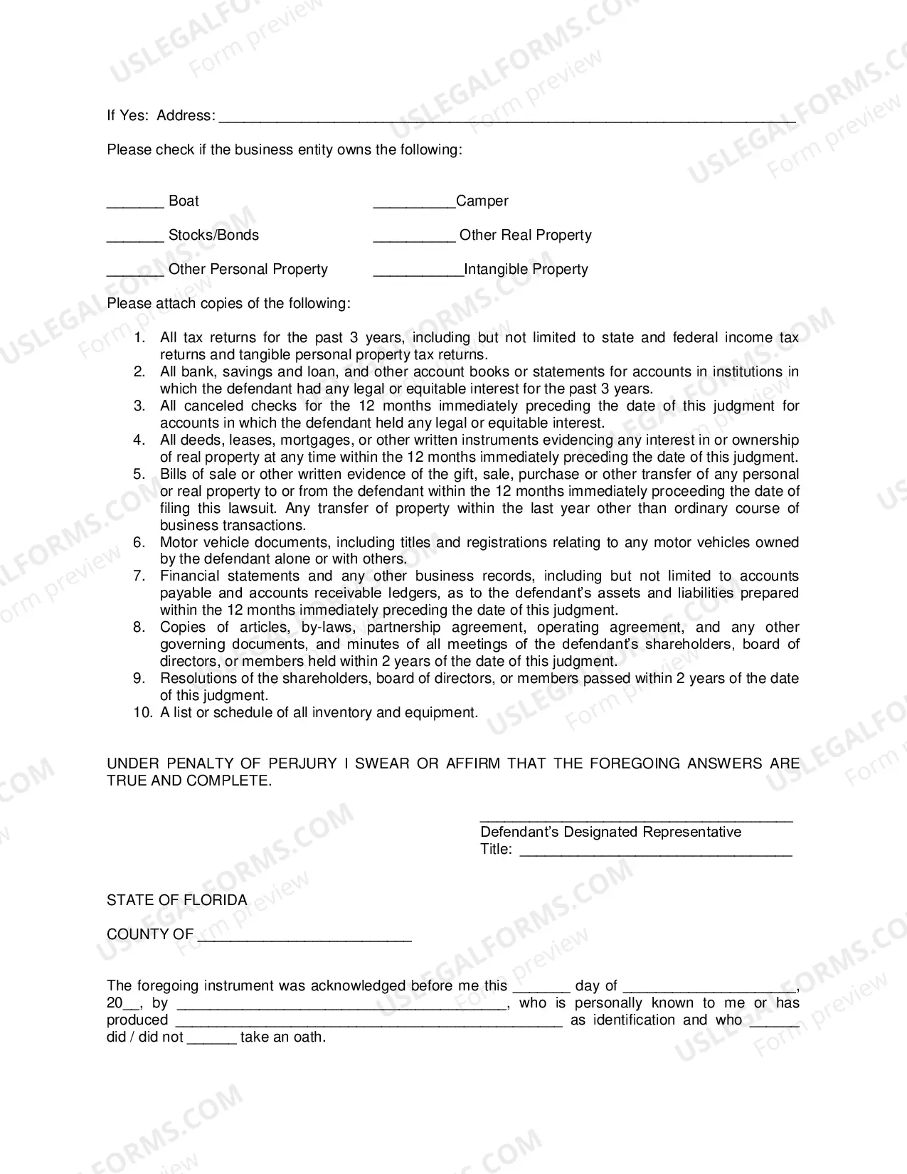 Preview Fact Information Sheet - Business Entity