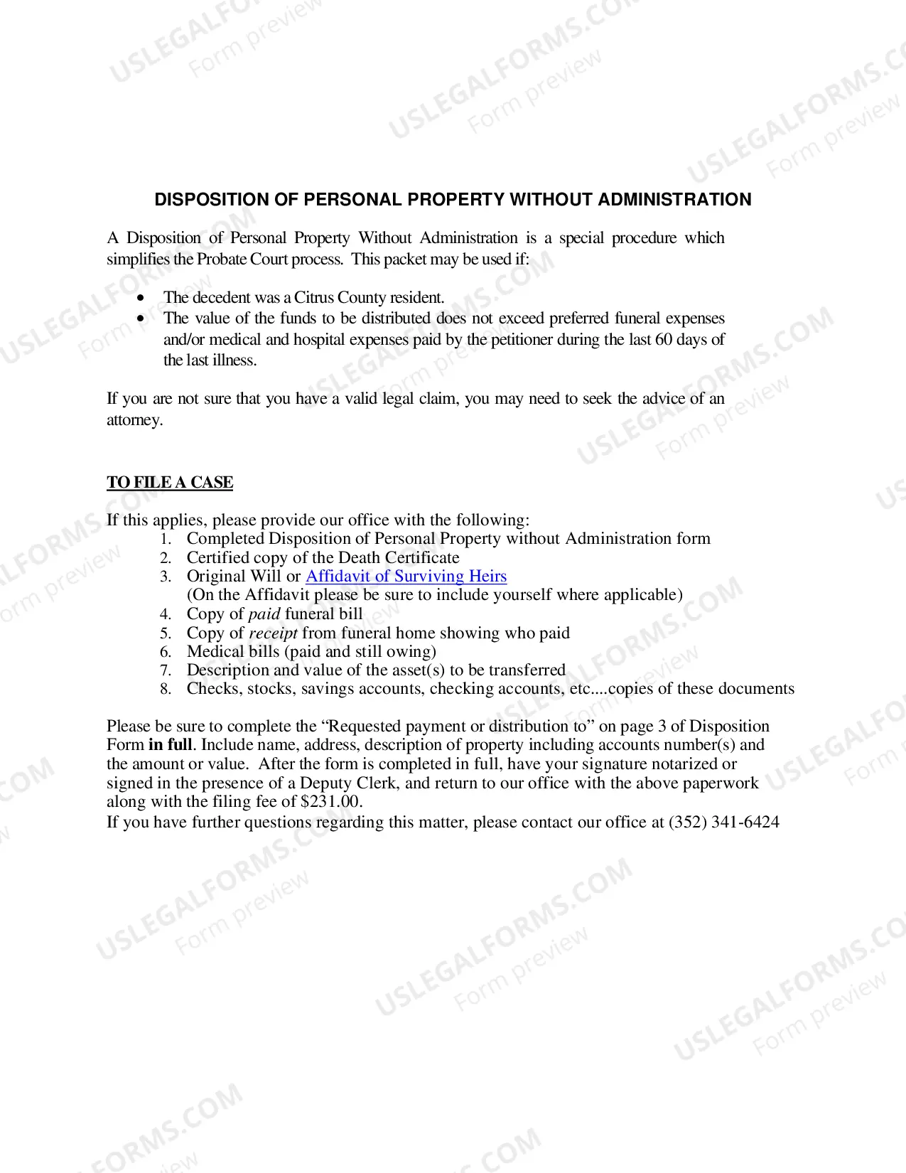 Preview Disposition of Personal Property Without Administration Verified Statement