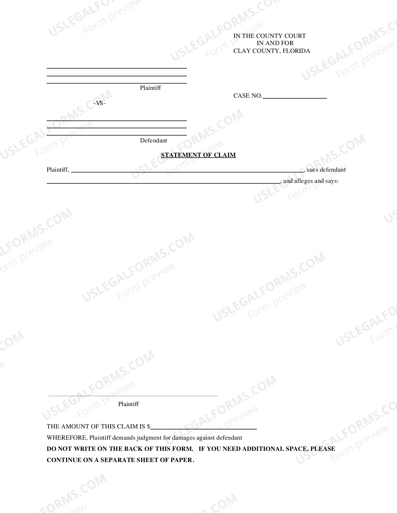 Preview Statement of Claim