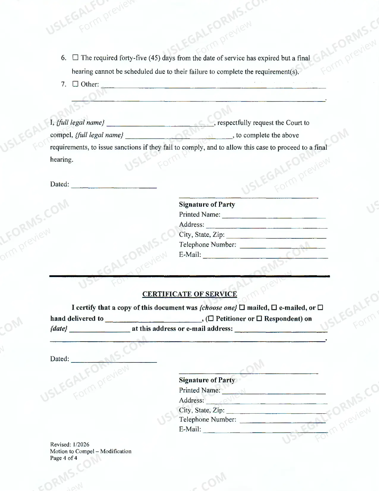 Preview Motion For Ex-Parte Order To Compel And Other Relief (Modification)