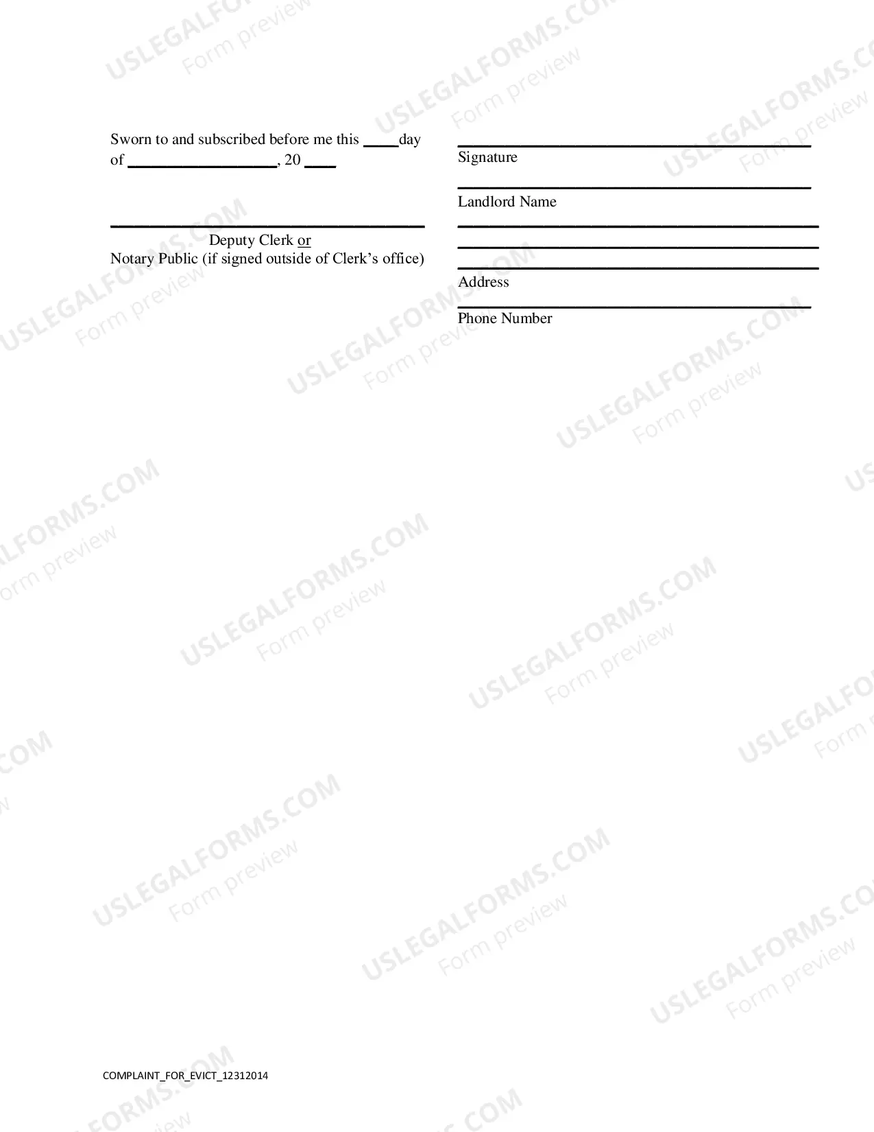 Preview Complaint For Eviction And Damages