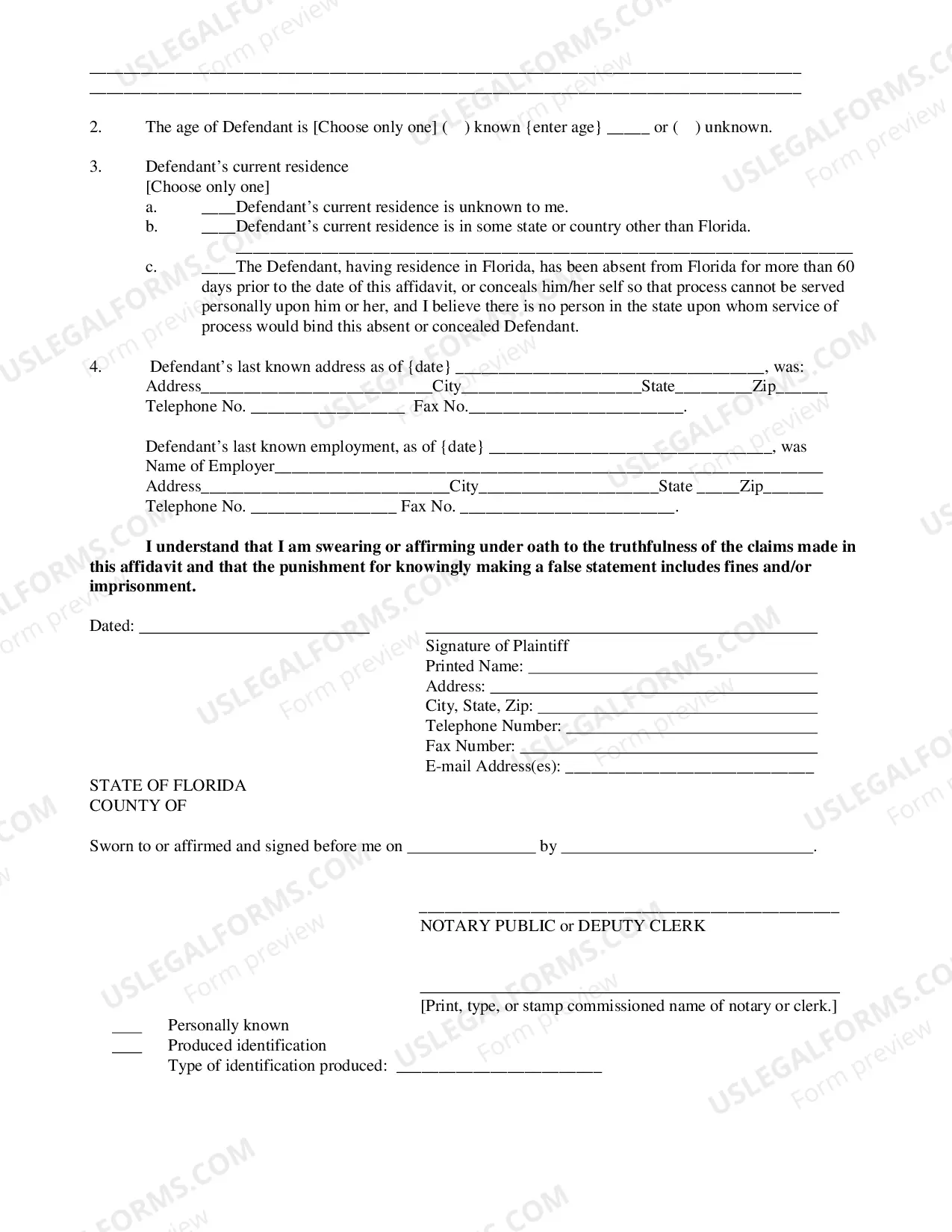 Preview Affidavit of Diligent Search And Inquiry