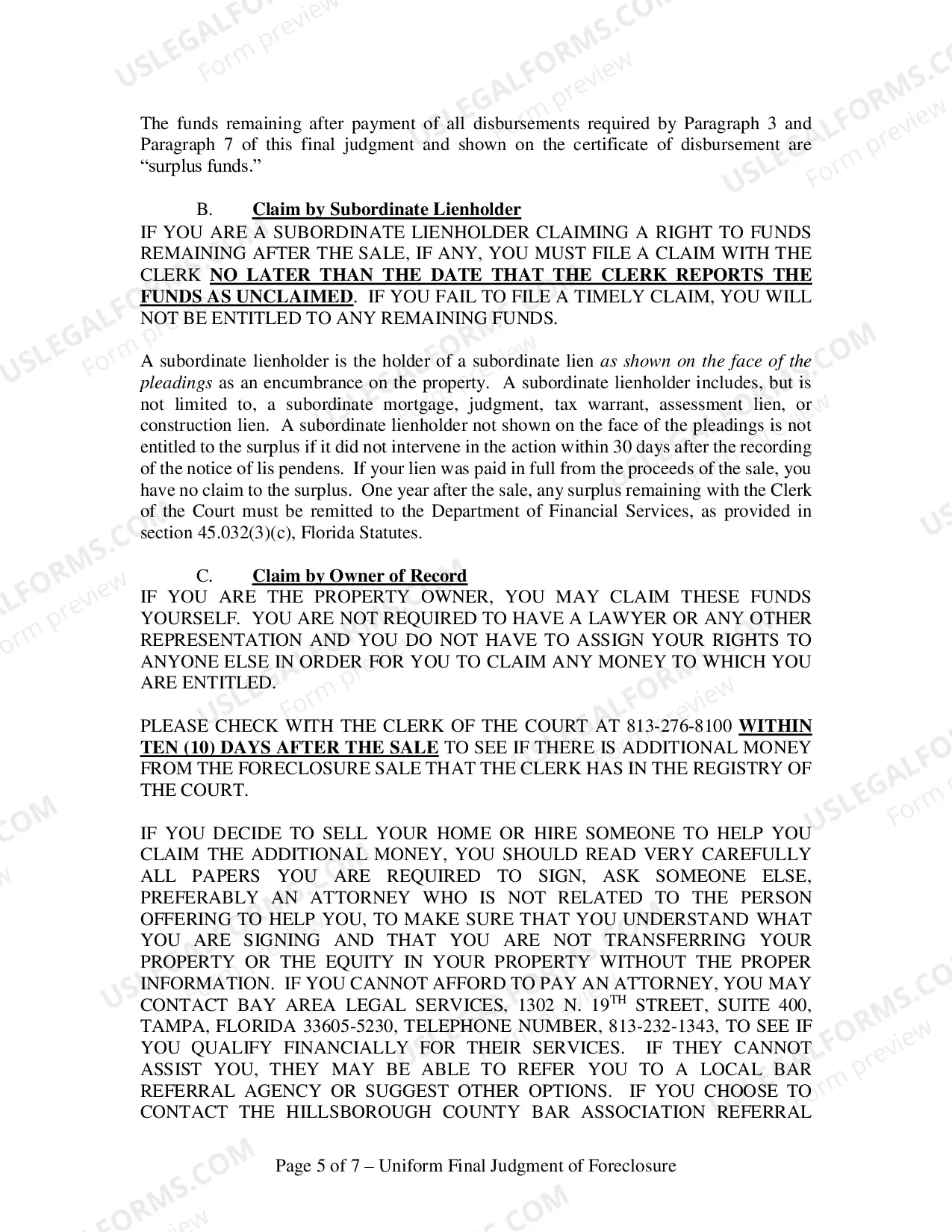 Preview Uniform Final Judgment of Foreclosure