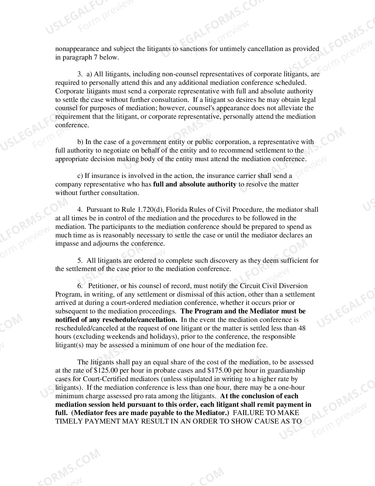 Preview Order Referring To Mediation (Adversary Proceedings)