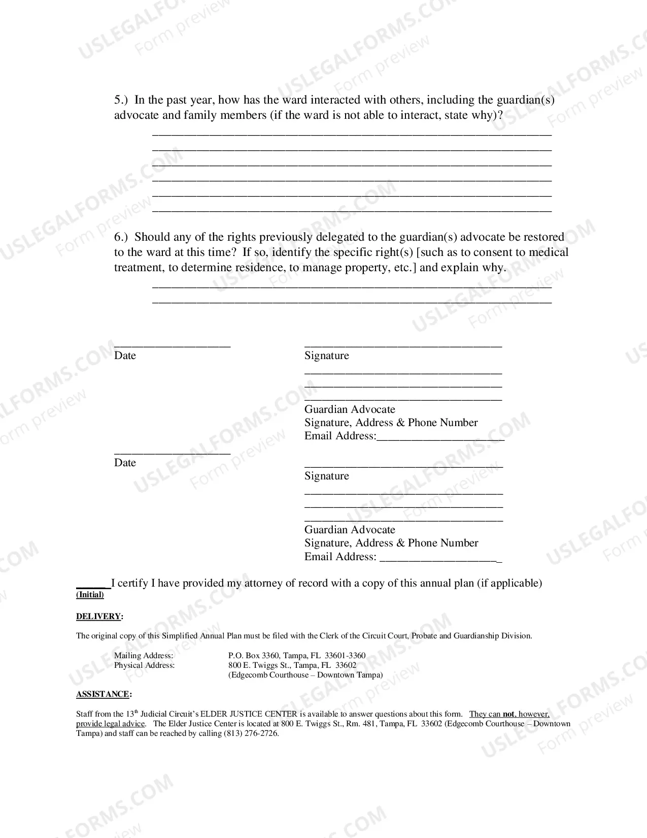 Preview Simplified Annual Plan (Co-Guardian Advocates For Developmentally Disabled Person)