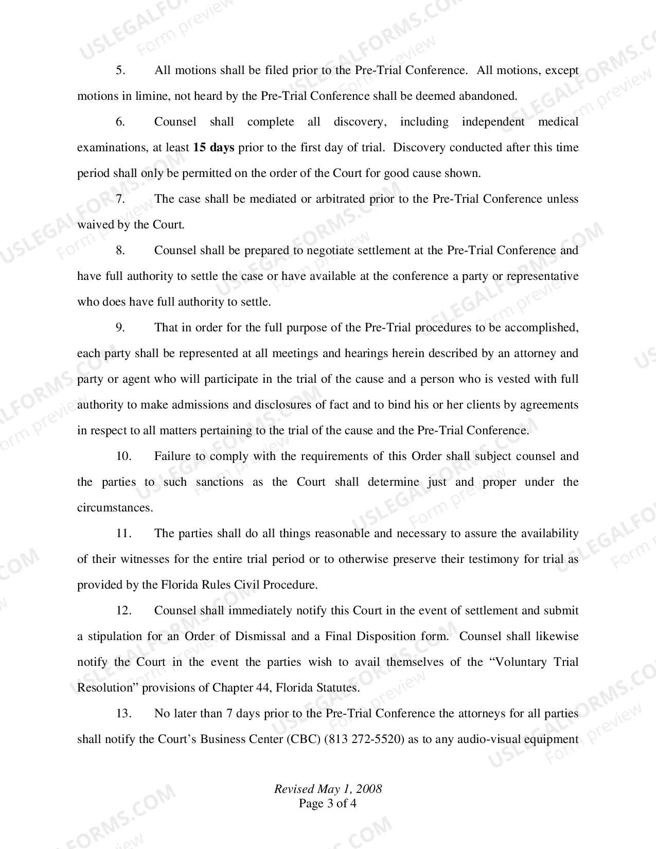 Preview Uniform Order Setting Adversary Proceeding For Trial And Pre-Trial (Non-Jury)