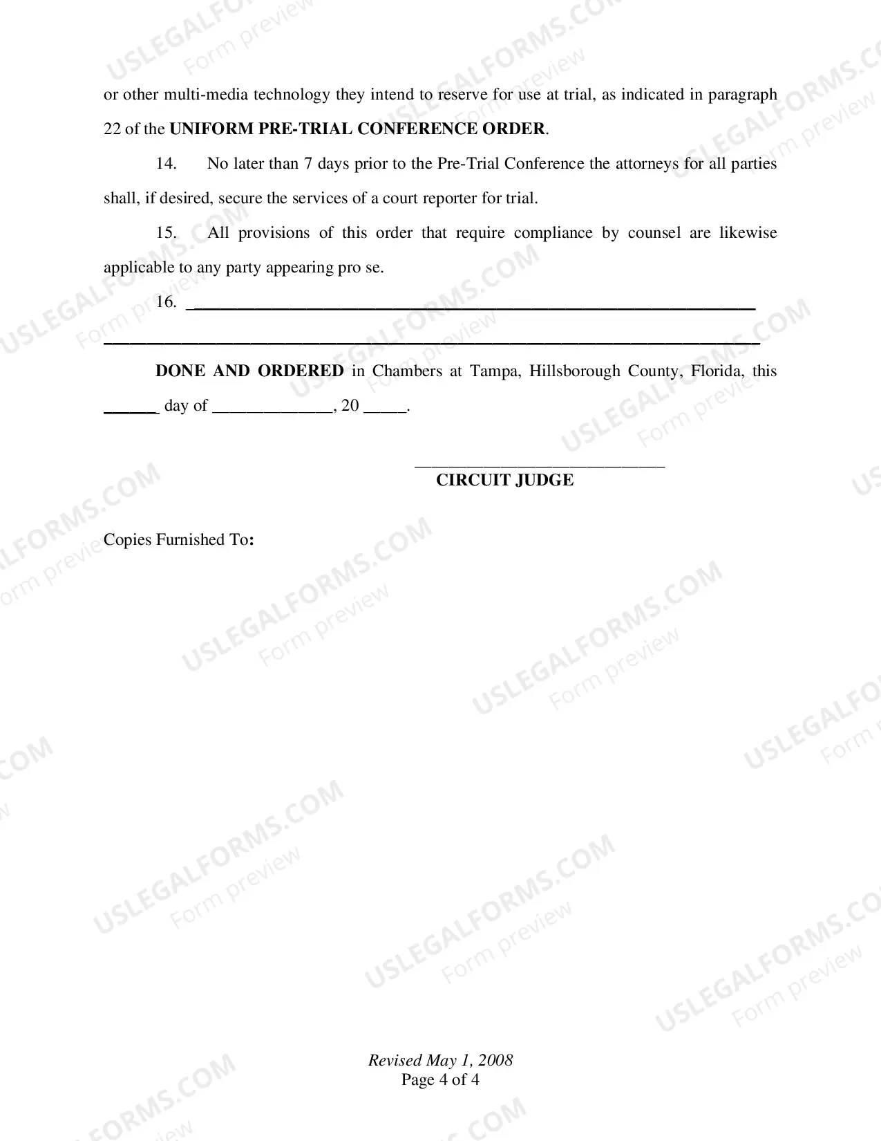 Preview Uniform Order Setting Adversary Proceeding For Trial And Pre-Trial (Non-Jury)