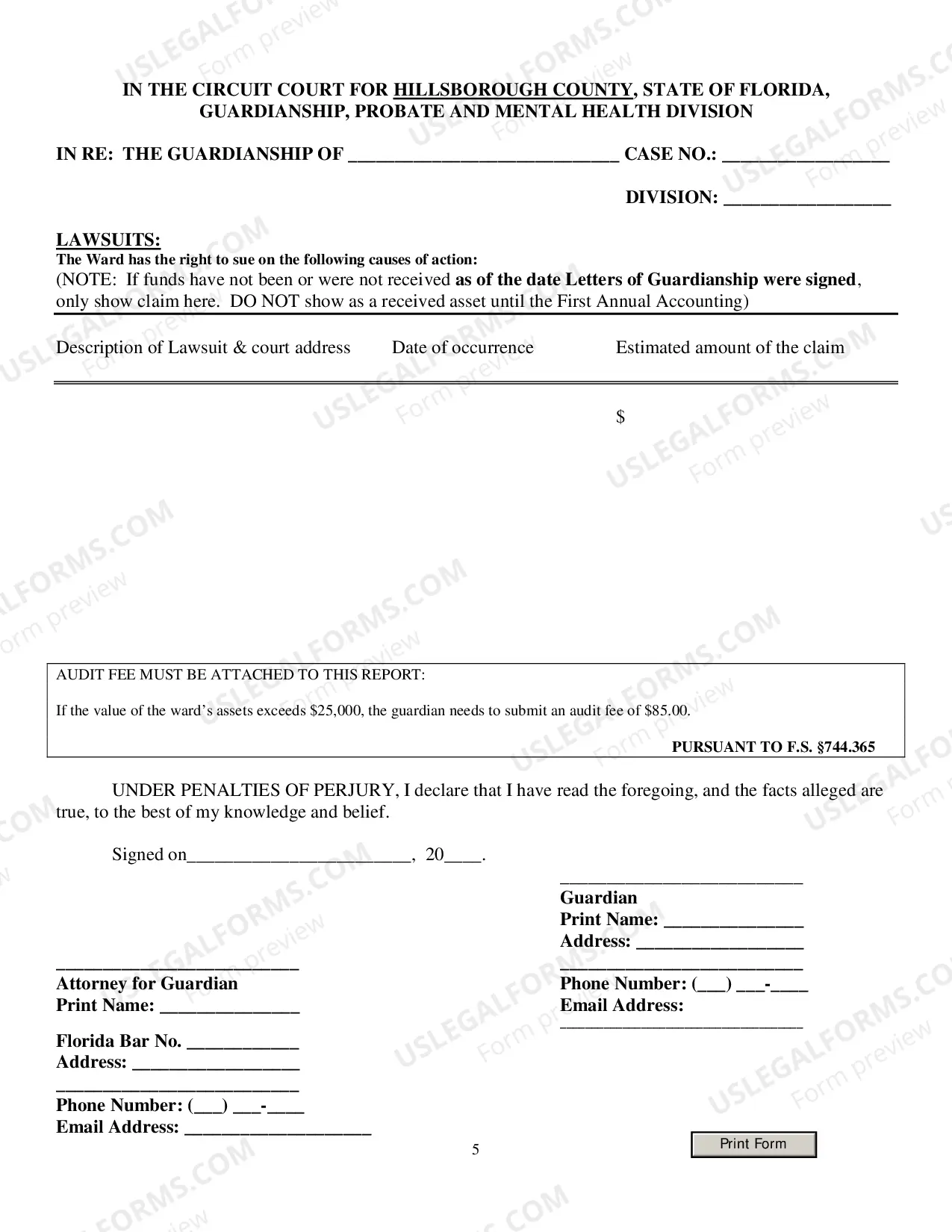 Preview Verified Inventory of Guardian (Initial Report Of Guardian Of Property)