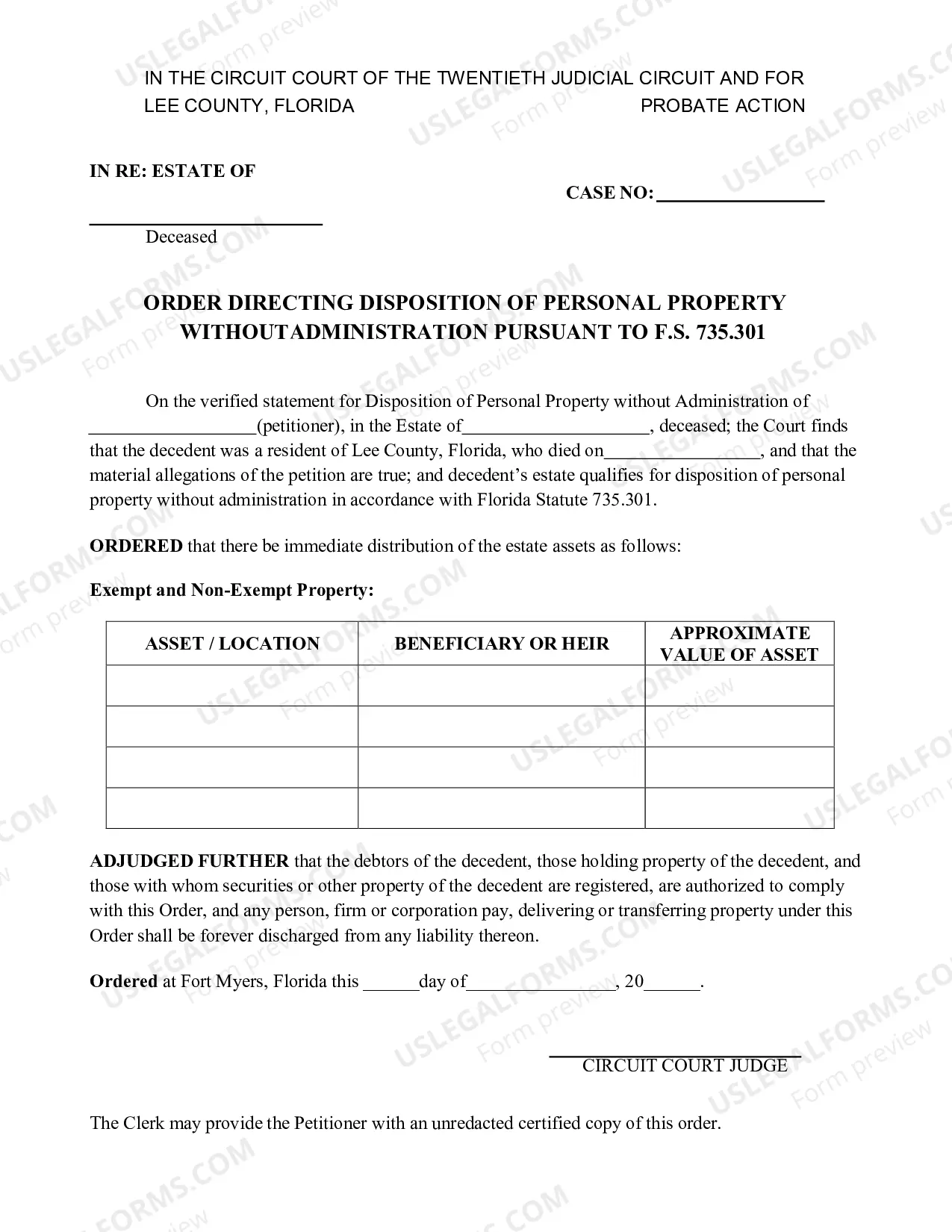 Preview Disposition of Personal Property Without Administration