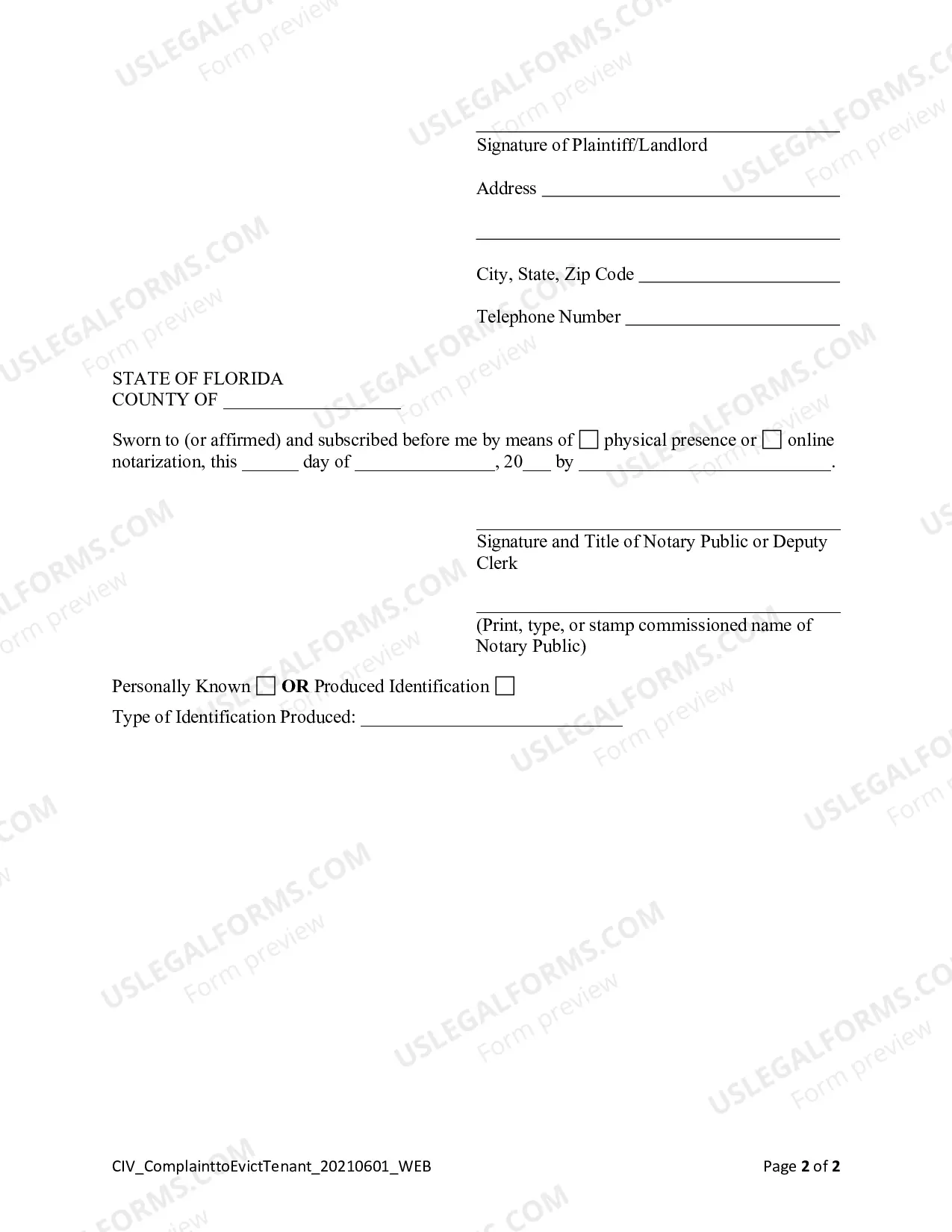 Preview Complaint To Evict Tenant